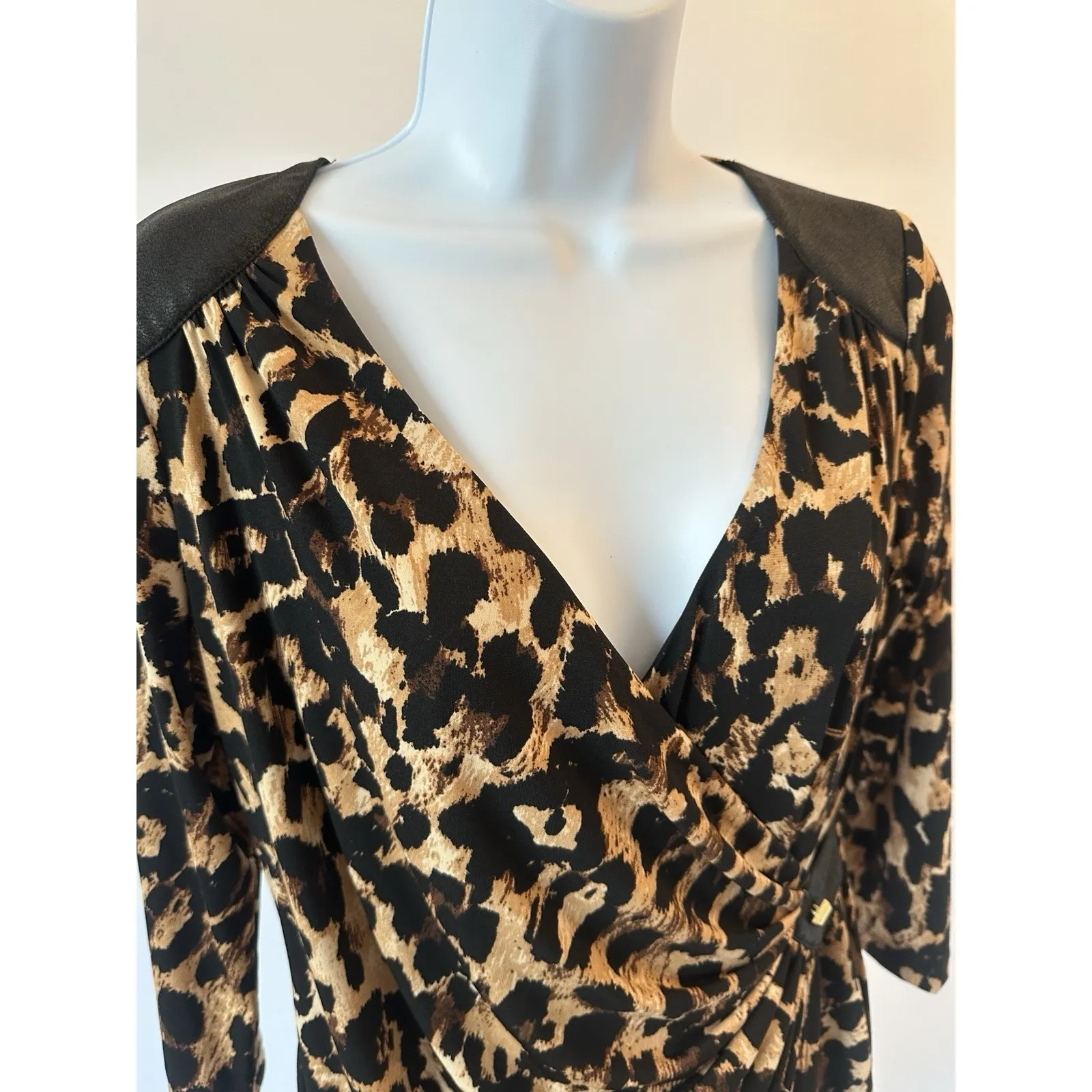 Sexy Thalia Sodi Sz: M Stretch Leopard Faux Wrap Dress (b7a) - Image 4