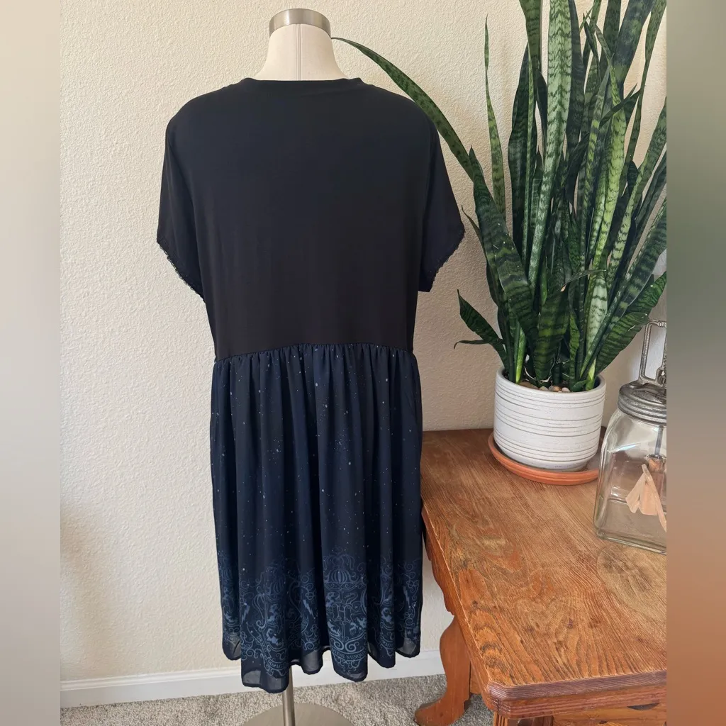 Harry Potter Black Lace Mesh Gothic Dress Torrid Size 3 Plus Size Wizard Crest‎ - Image 4