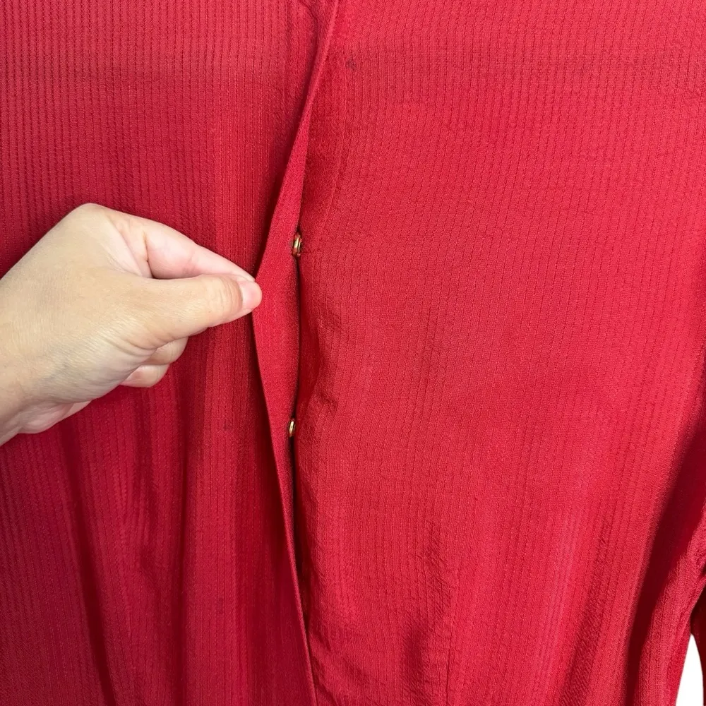 & Other Stories Frill Hem Red Long Sleeve Dress - Image 8