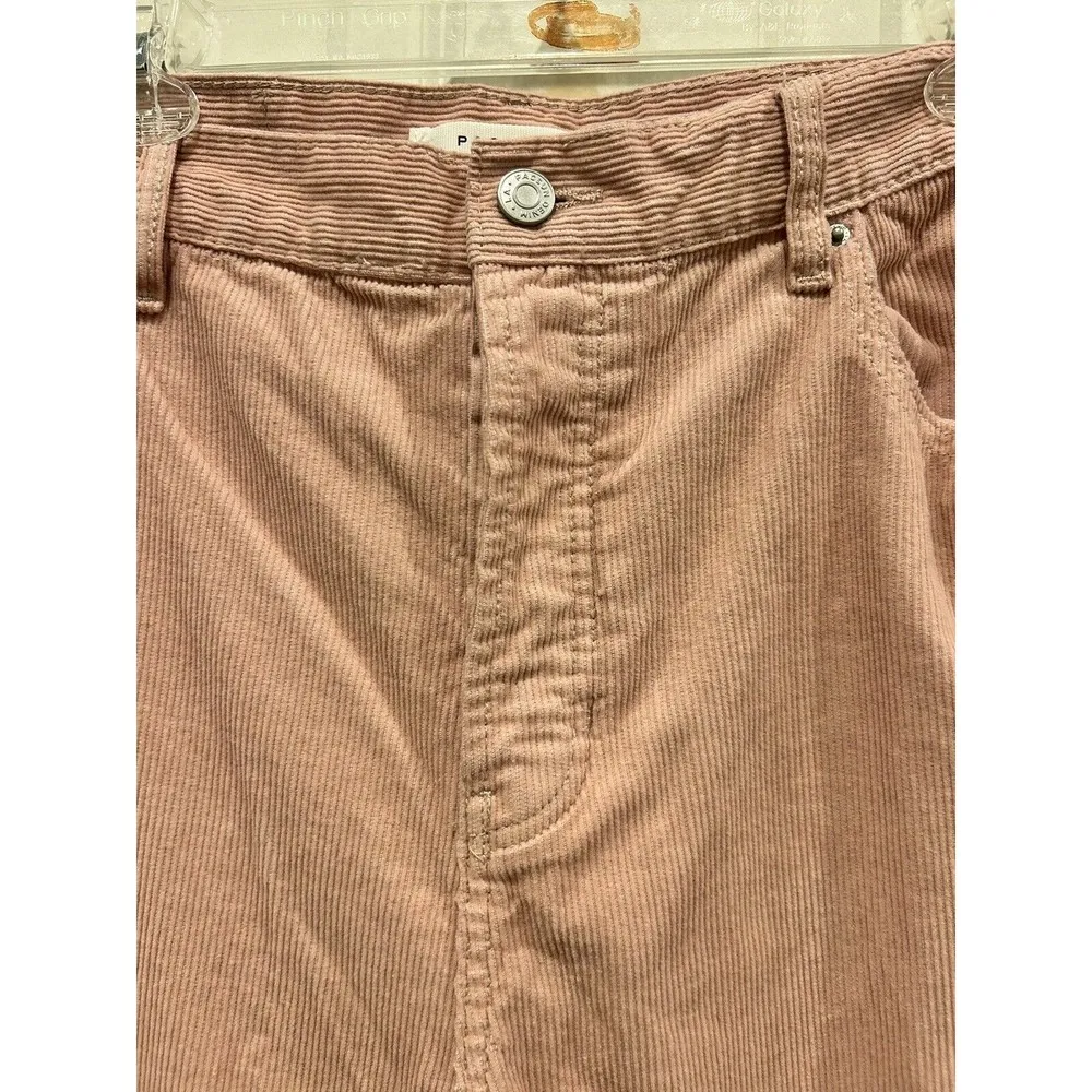 PacSun Solid Pink Corduroy Pants Wide Leg High Waisted Pockets Cotton Women’s 31 - Image 2
