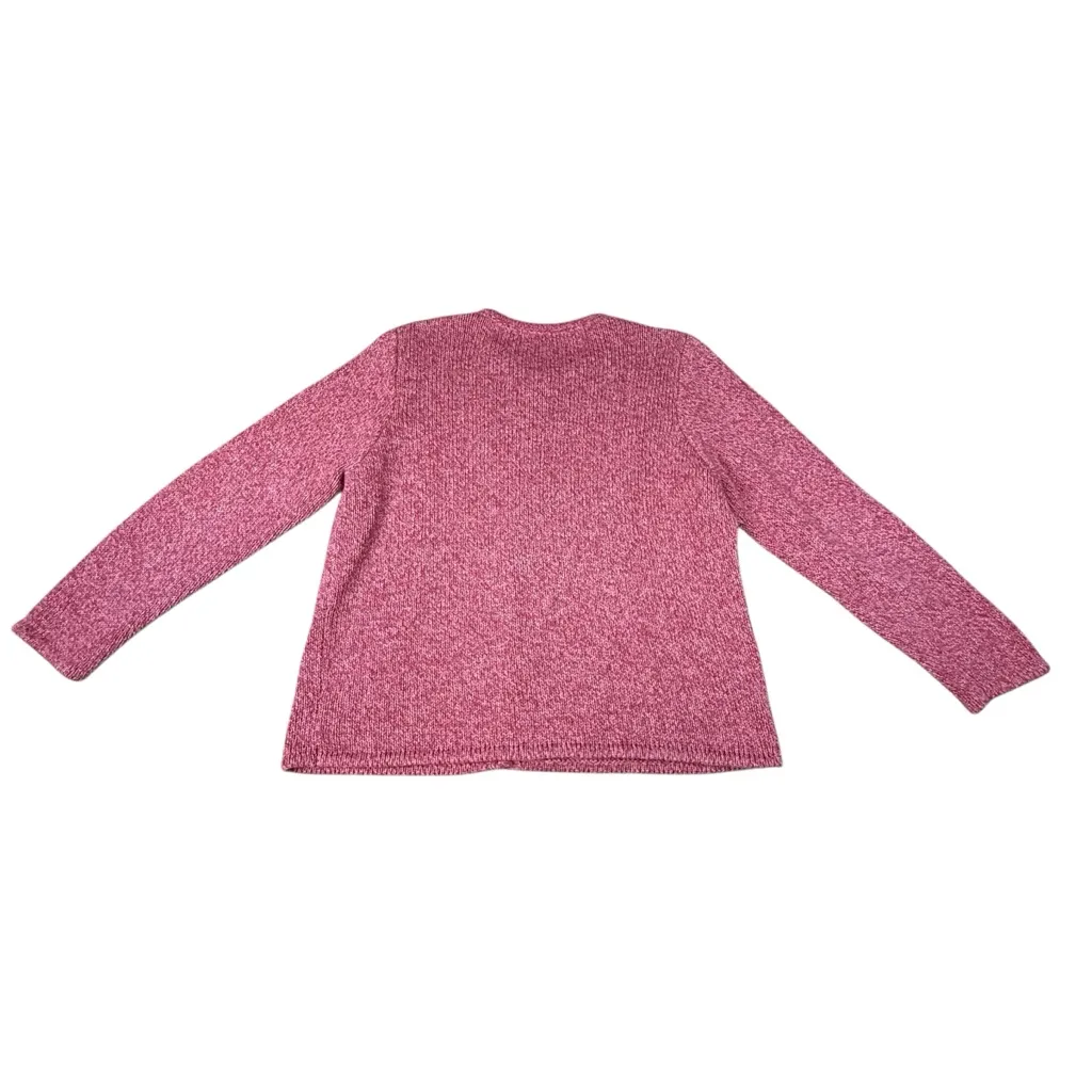LL Bean Cardigan Sweater Womens Coral & Pink Verigated Knit Size L - Image 3