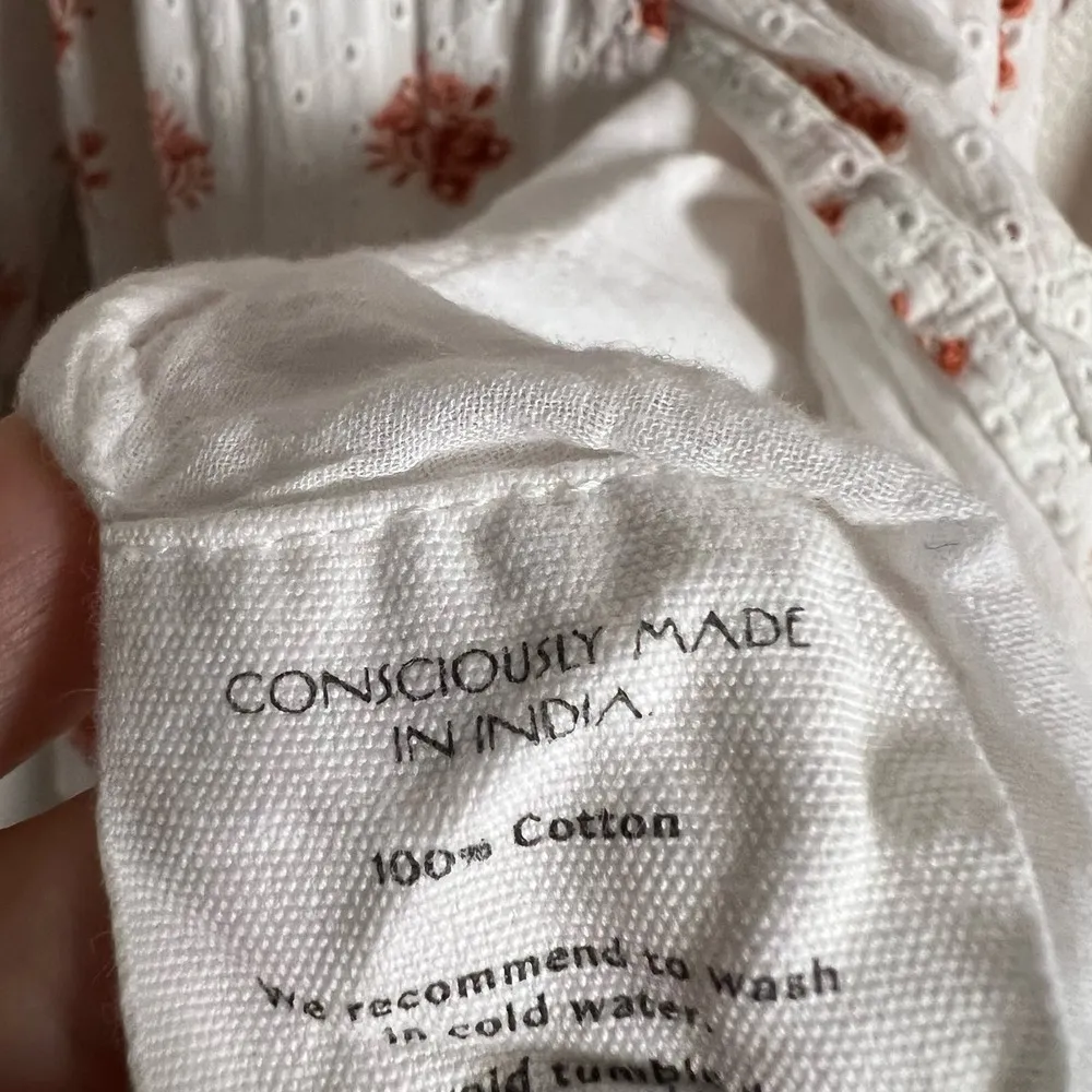 Maia Bergman Ines White Floral Print Eyelet Wrap Mini Dress Size S - Image 8