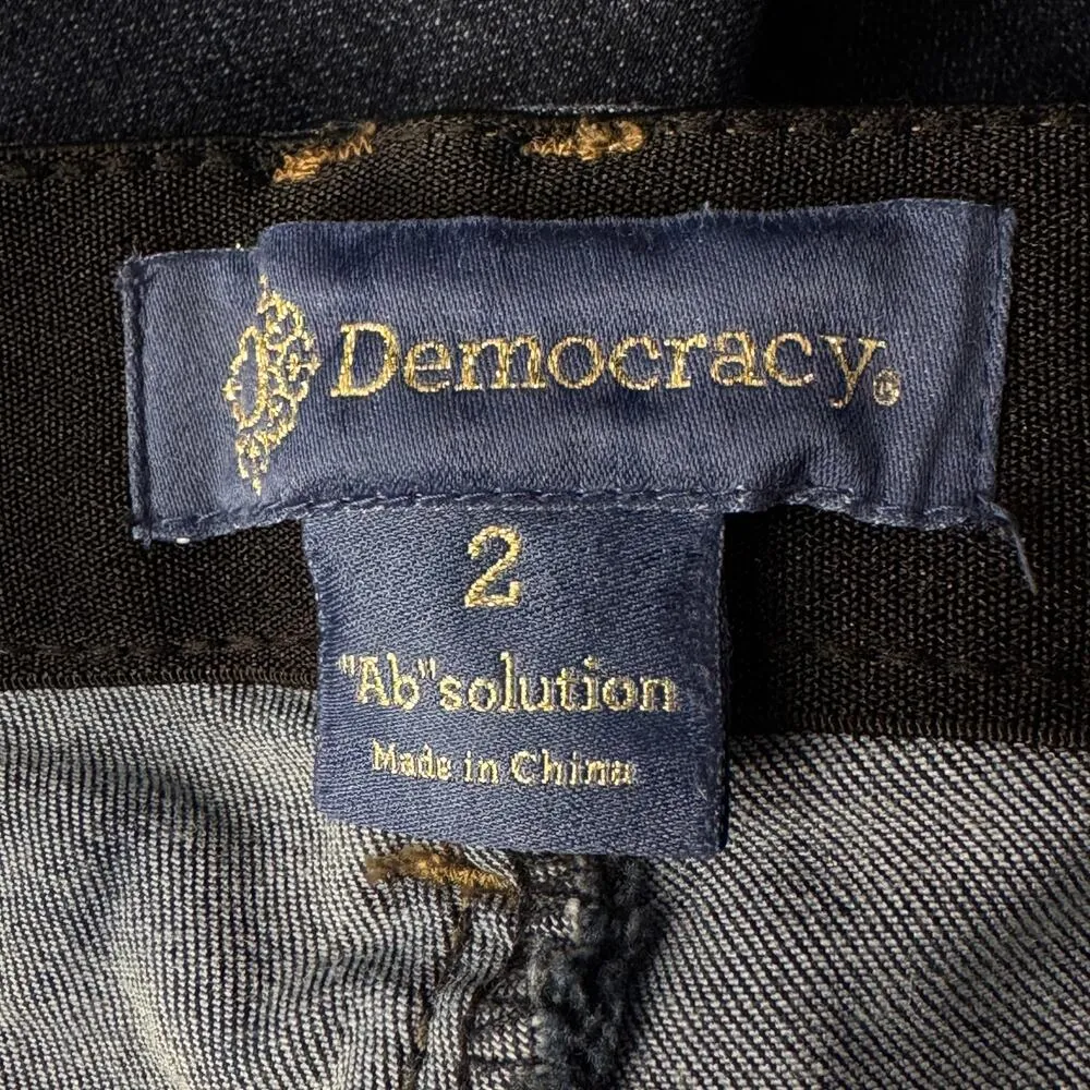 Democracy SZ 2 “Ab”solution Jeans Mid-Rise Stretch Zip-Fly Whiskered Dark Wash - Image 10