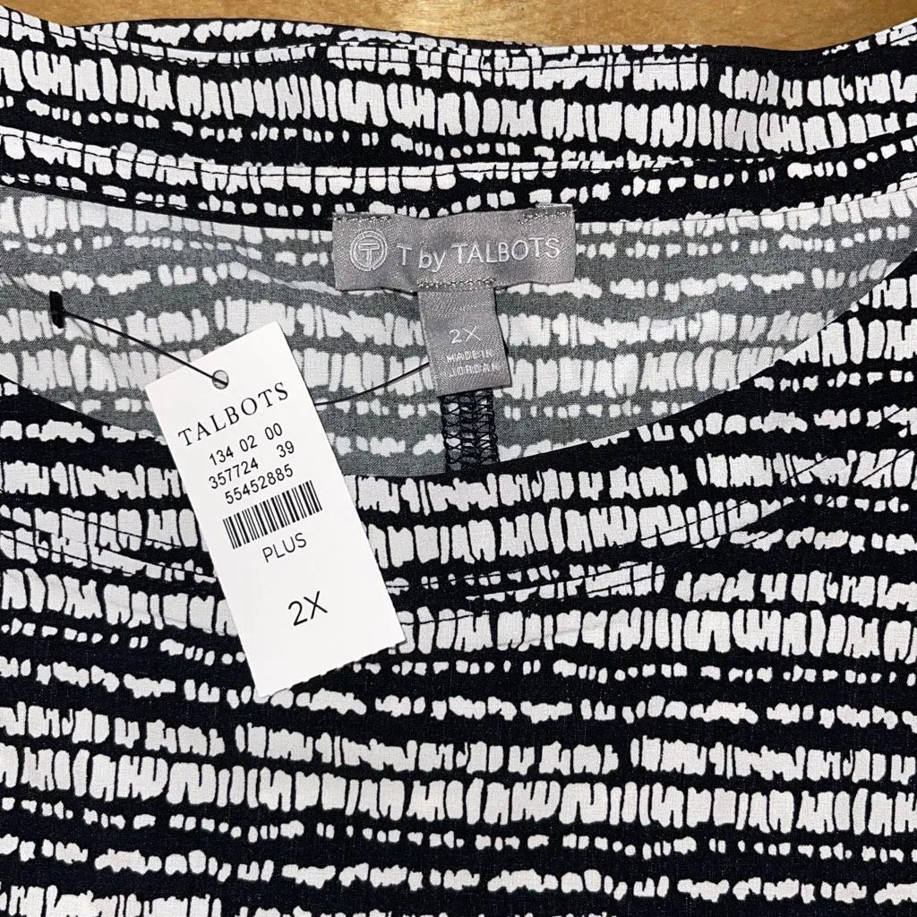 T by‎ Talbots Womens Lightweight Stretch High Low Tank Top Black White Sz 2X NWT - Image 7