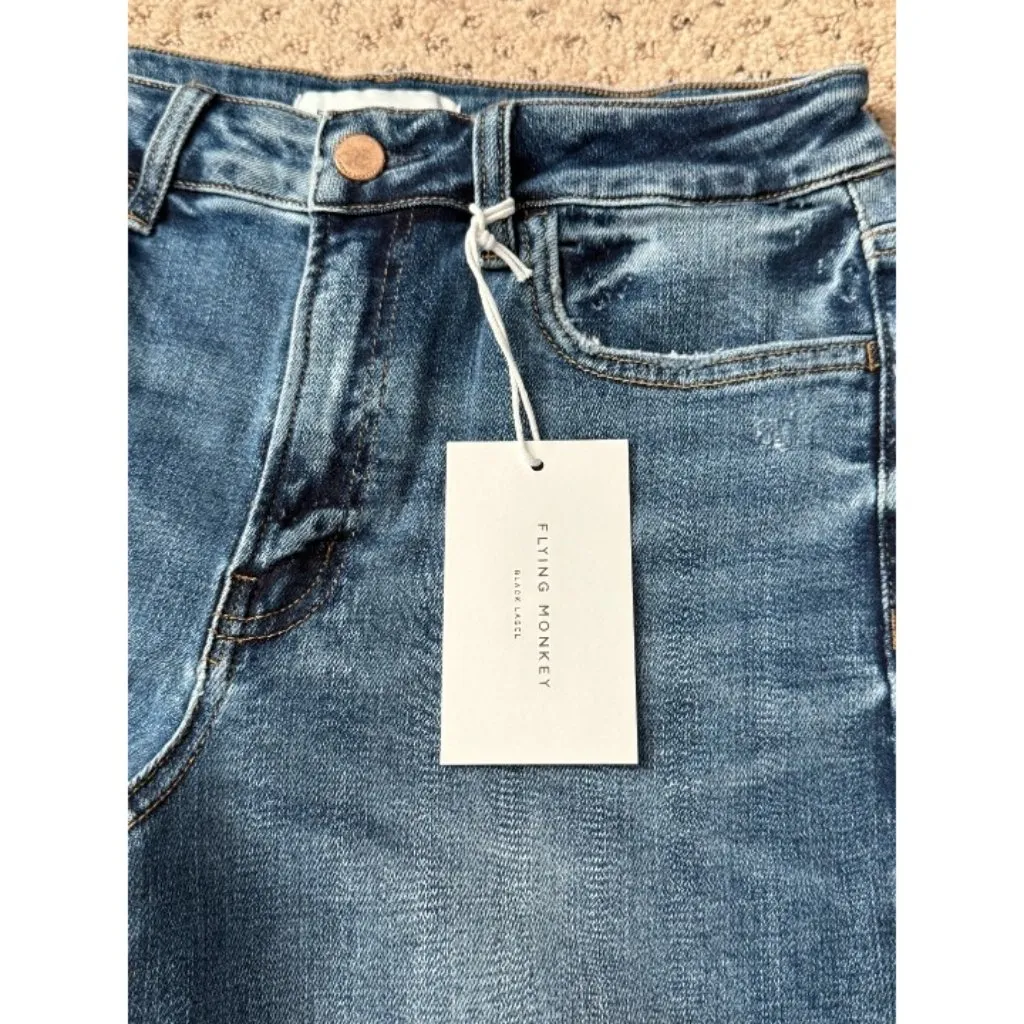 NEW Flying Monkey women's size 28 waist High Rise blue denim jeans MSRP $90 - Image 3
