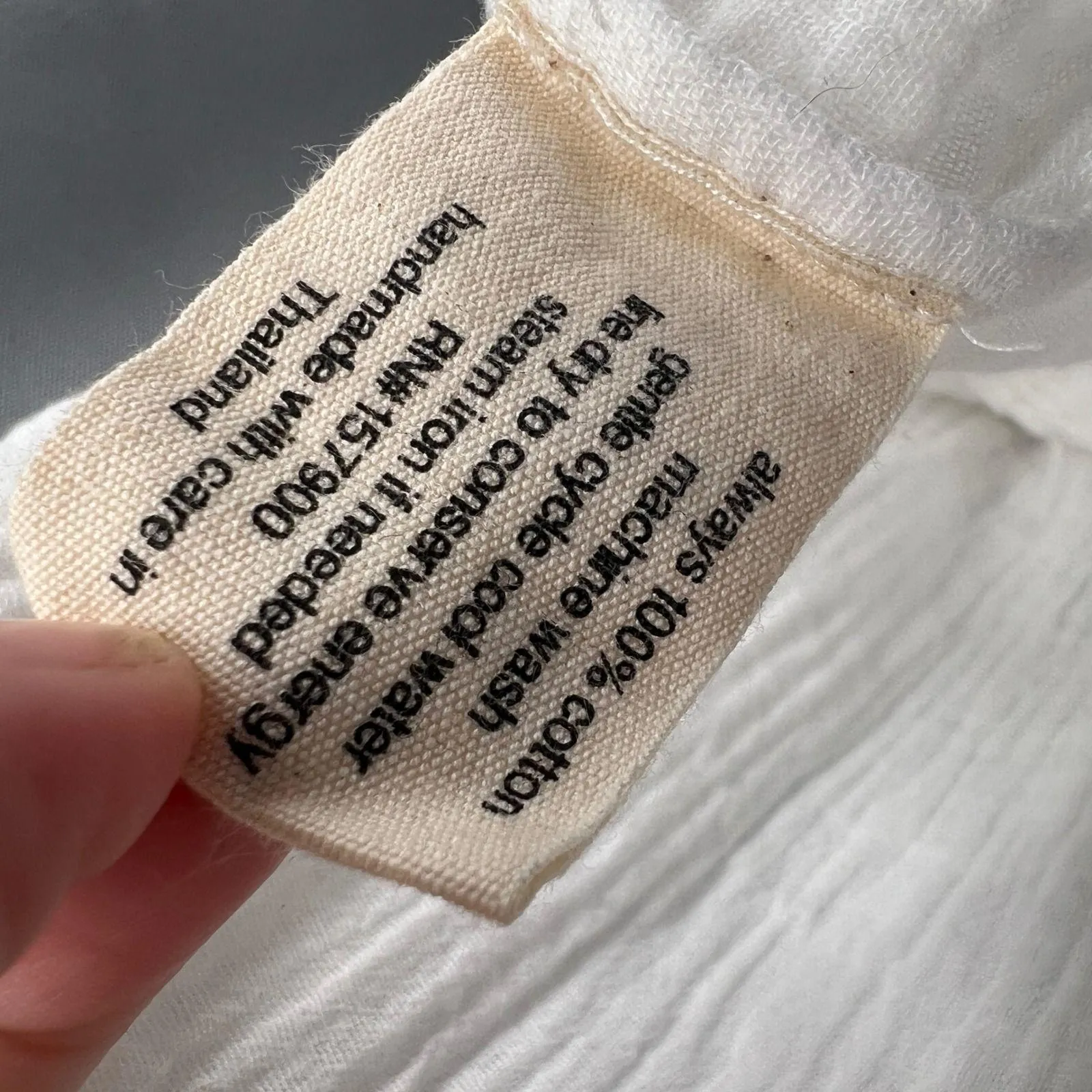 Honest Cotton White Button Front Tunic Shirt Dress 100% Cotton Handmade L/XL - Image 5