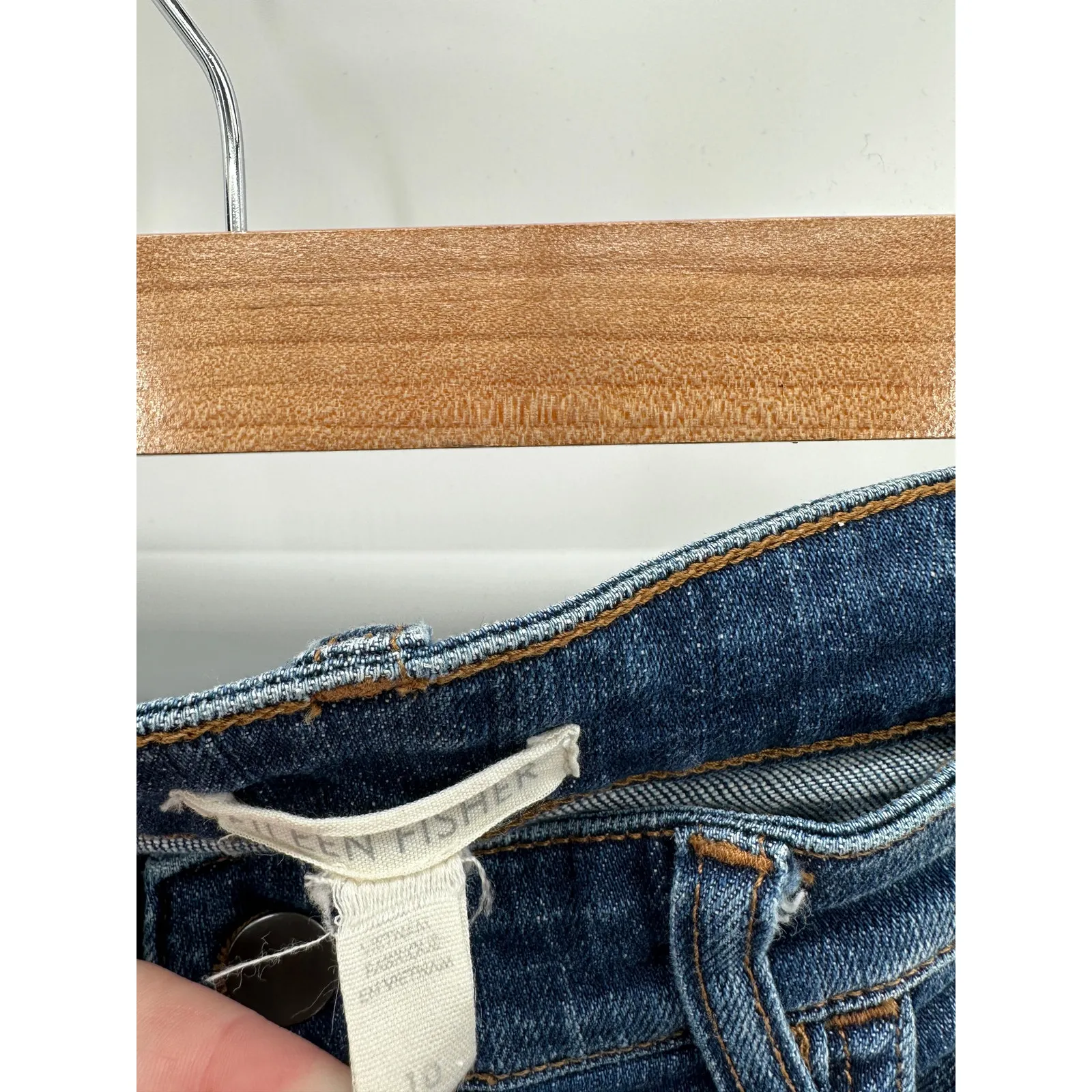 Eileen Fisher Women Organic Cotton Blend Straight Denim Jeans High Waisted Ankle - Image 6