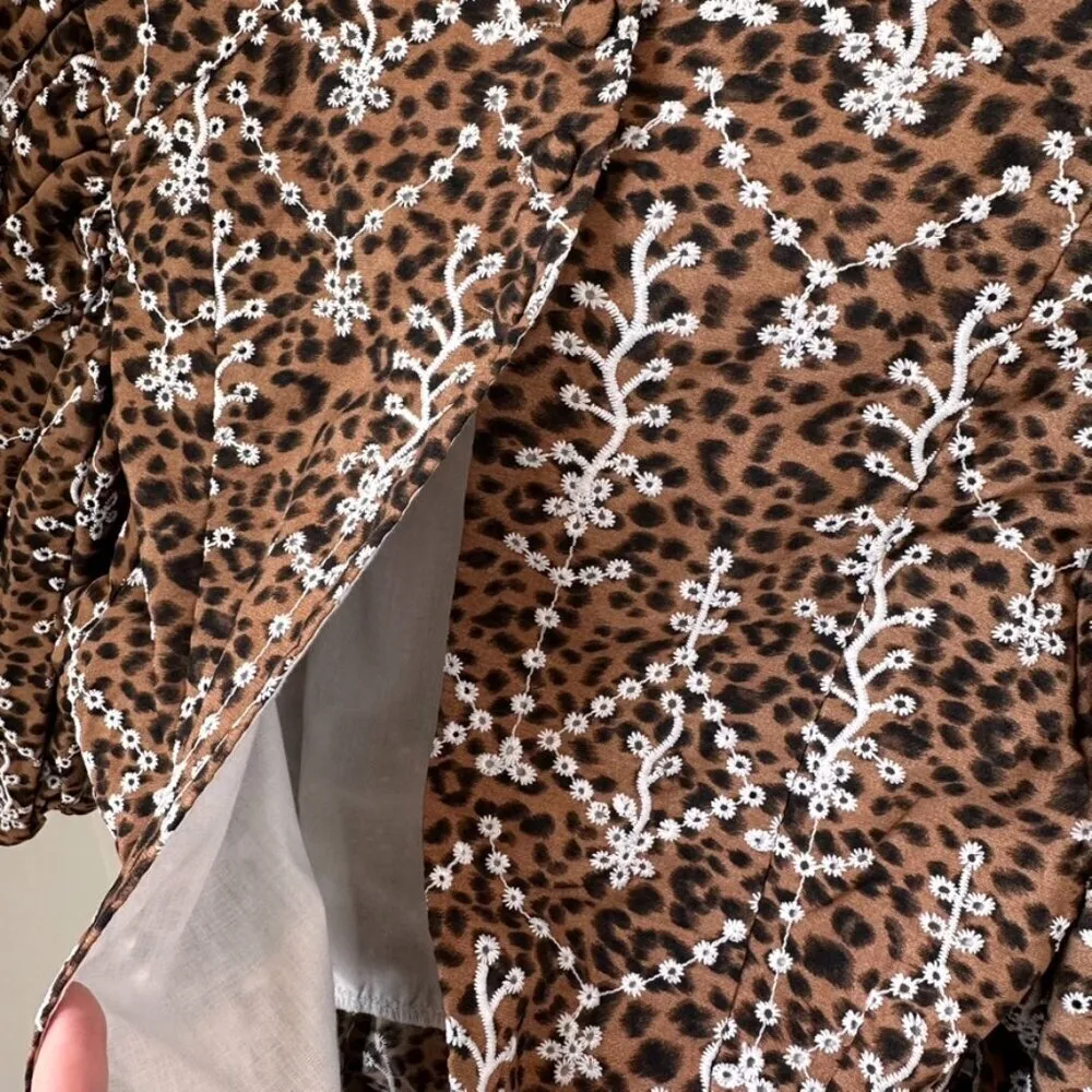 Brown Black White Eyelet Skirt and Top Set SZ Small - Image 5