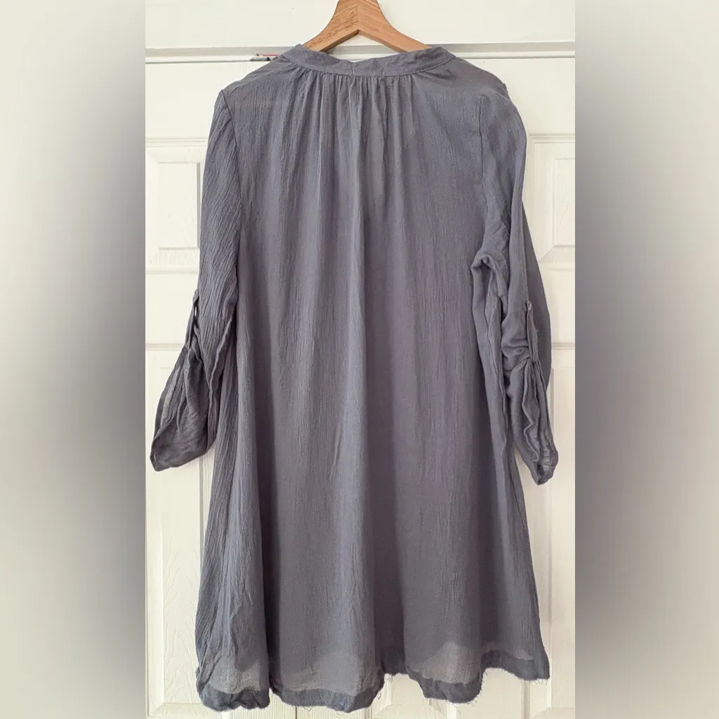 Eberjey Gray Mandarin‎ Collar Bamboo Cotton Swim Coverup Size M/L NWT - Image 2