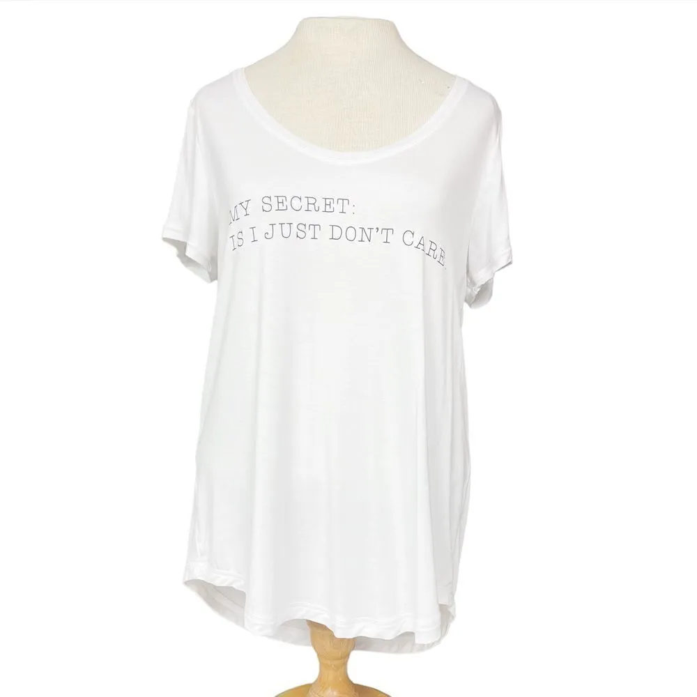 𝅺LORNA Lane ‘The Secret’ Short Sleeve V-Neck T-Shirt in White/Black Size Medium - Image 2