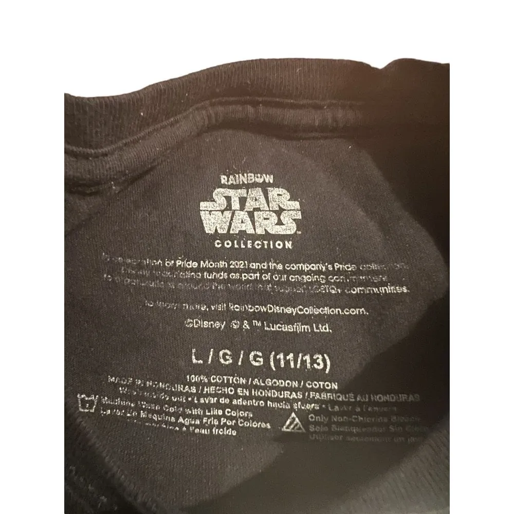 Disney Star Wars Rainbow Collection Shirt Pride Spell Out Size Junior Large Blac - Image 3