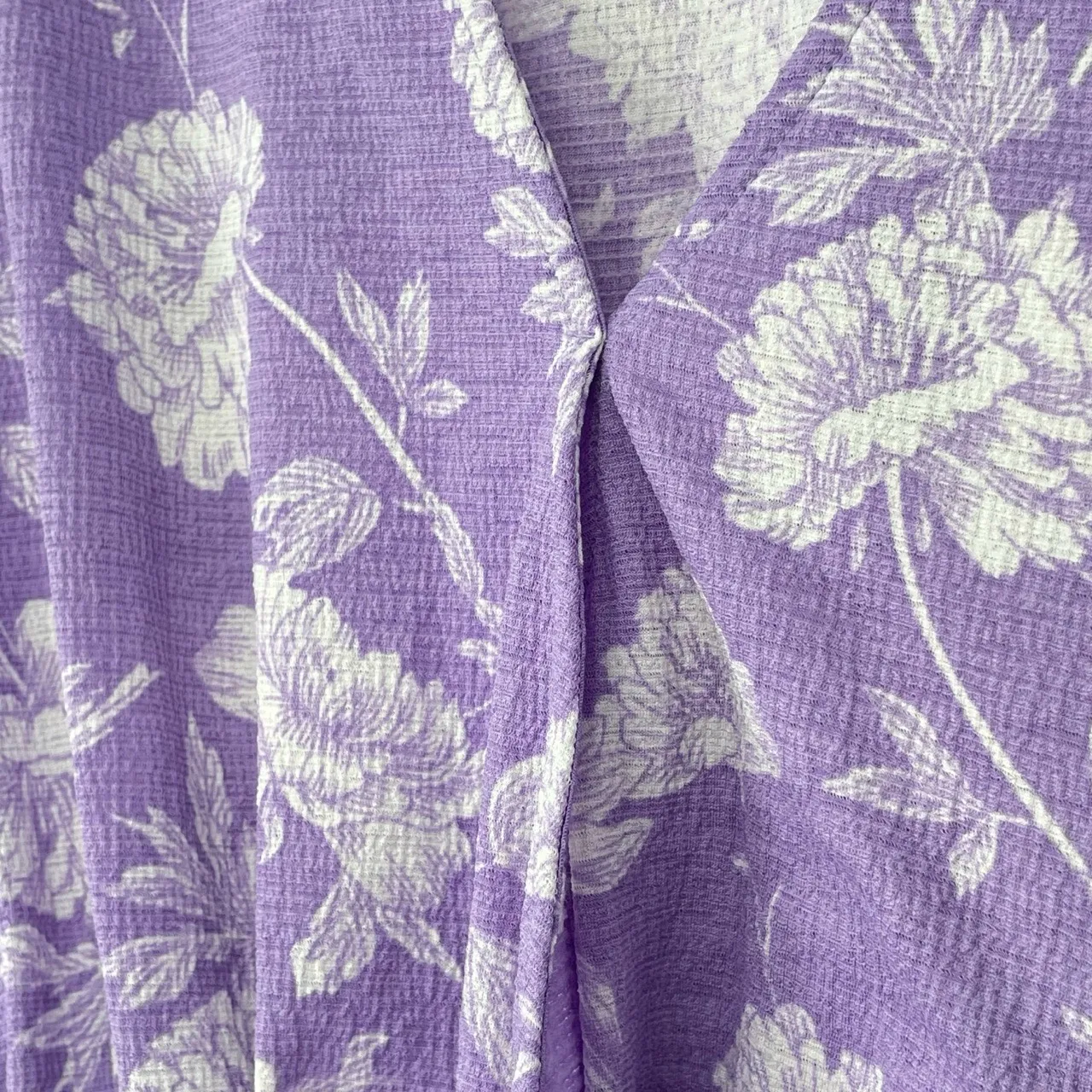 Melloday‎ Womens V-Neck Puff Sleeve Lilac Floral Peplum Fairy Core Blouse Medium - Image 3