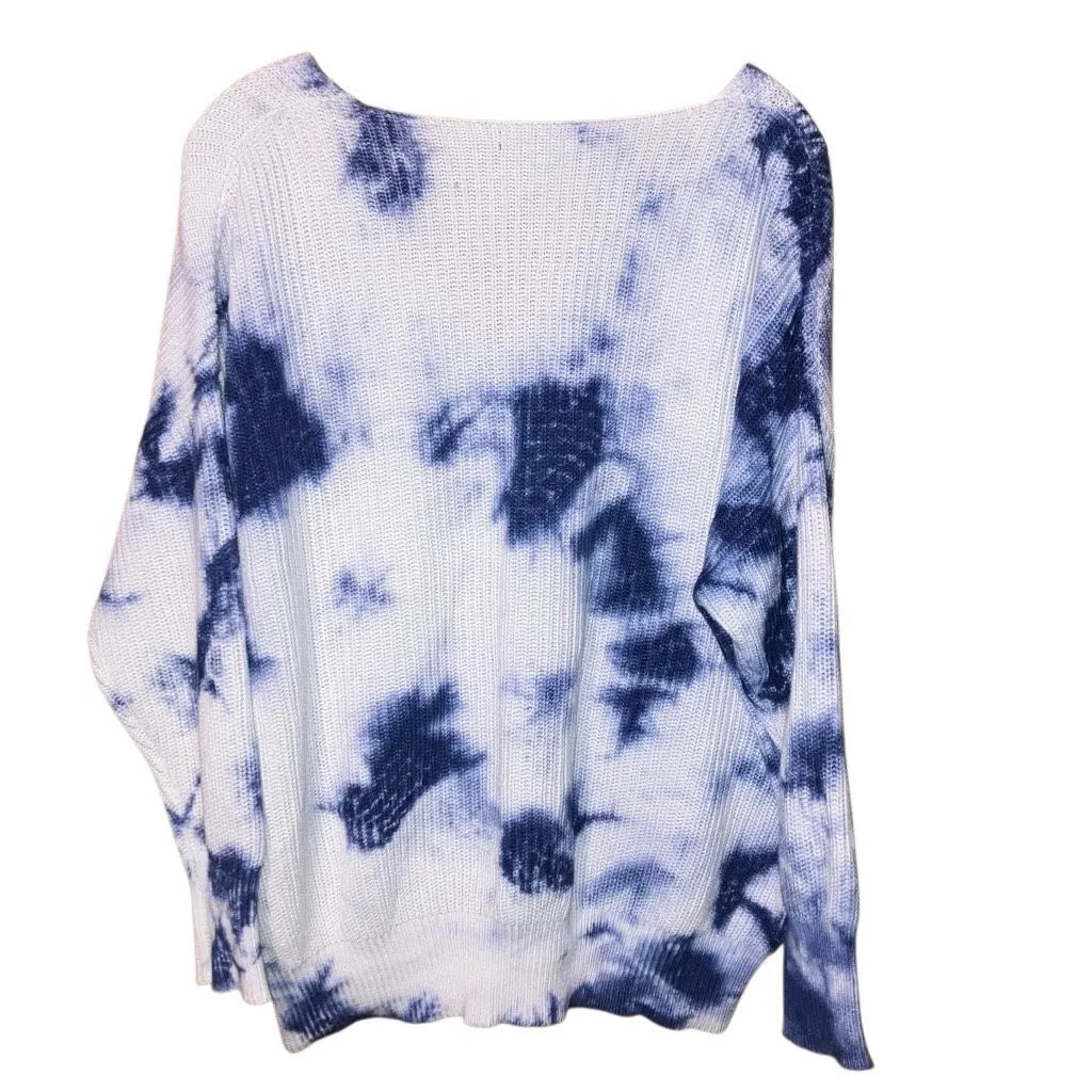 By Anthropologie V-Neck Tie-Dye Tight Knit Dolman 100% Cotton Sweater #759 - Image 8