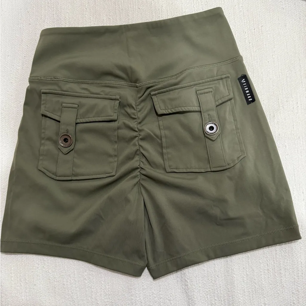 Firm Abs Olive Green Women's Athletic Shorts Size M - Image 2