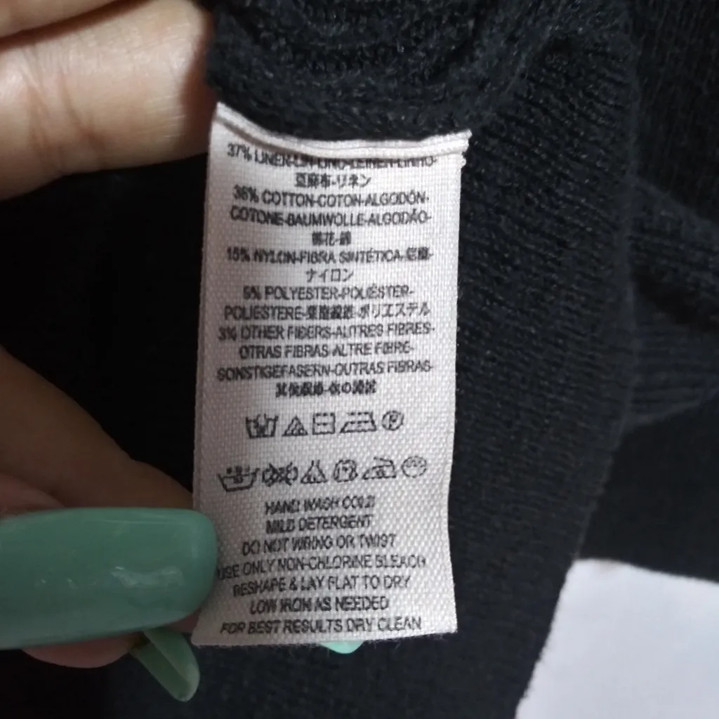 Free People Striped Color Block Long Bell Sleeve Linen Sweater Mini Dress Size M - Image 8