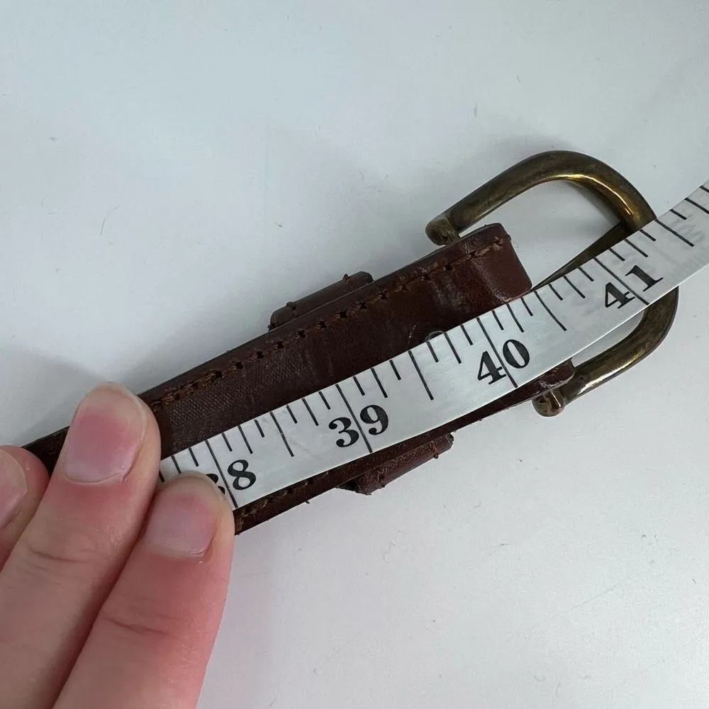 Vintage‎ Women's Real Leather Stitch Point Adjustable Buckle Belt Brown One Size - Image 7