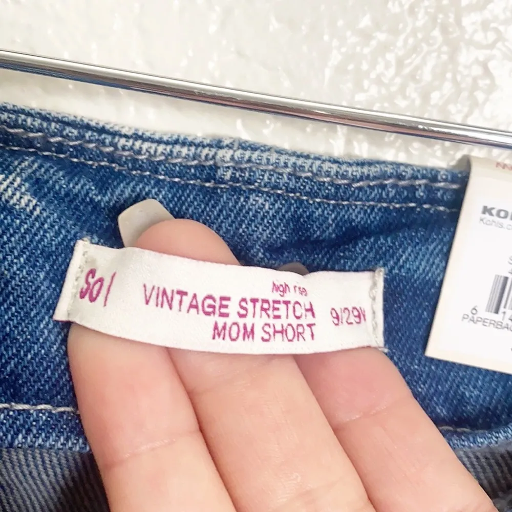 SO High Rise Vintage Stretch Light Wash Paperbag Mom Shorts - Image 10