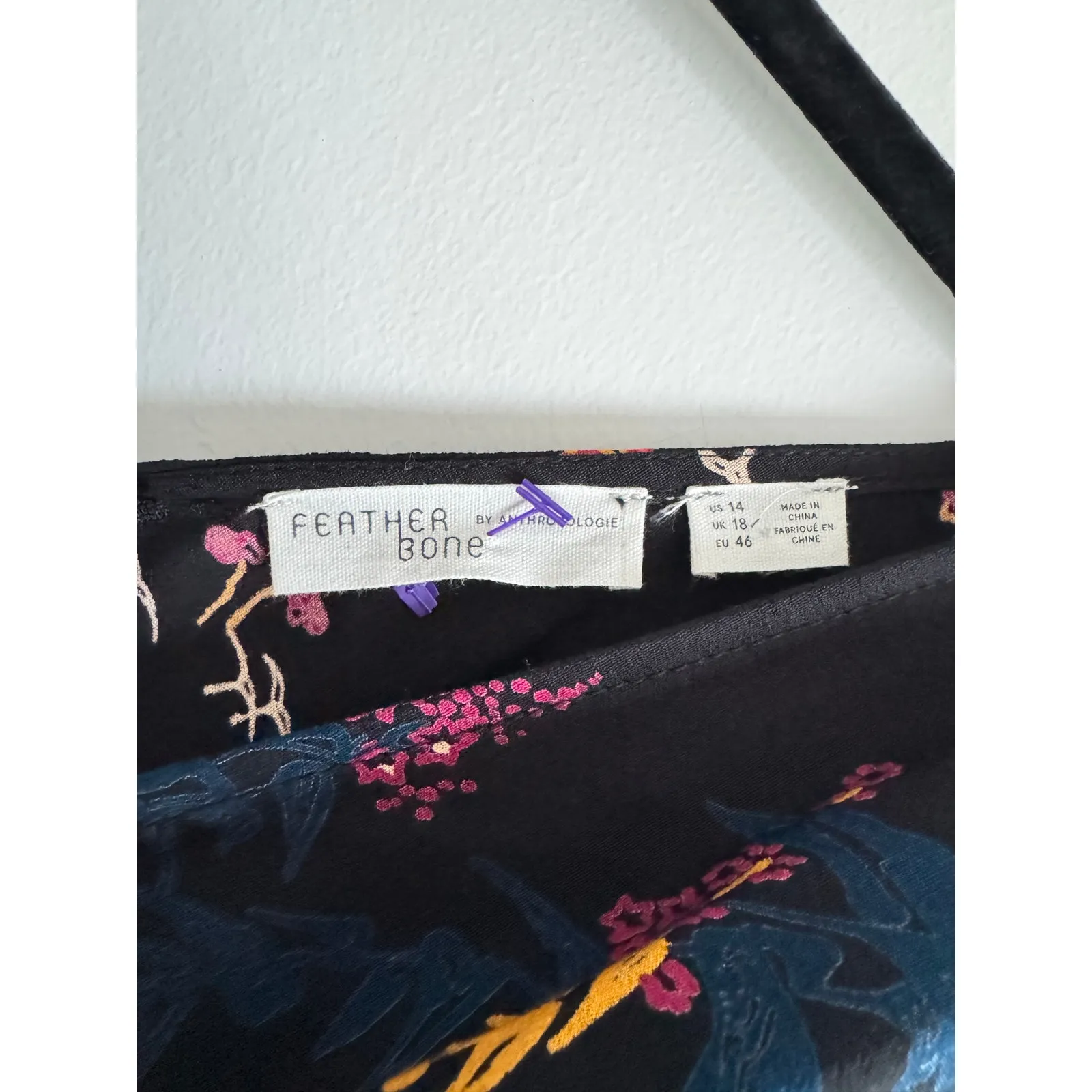 Anthropologie Feather Bone Wide Leg Jumpsuit Black Floral Boho V - Image 3