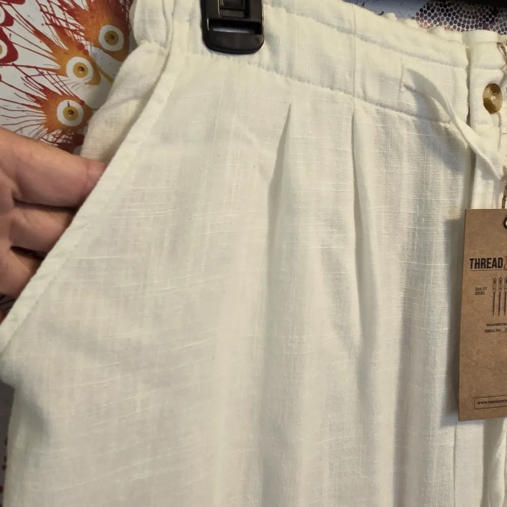 Thread & Supply Devon Linen High Waist Wide Leg in Vintage White, Size M White Size M - Image 7