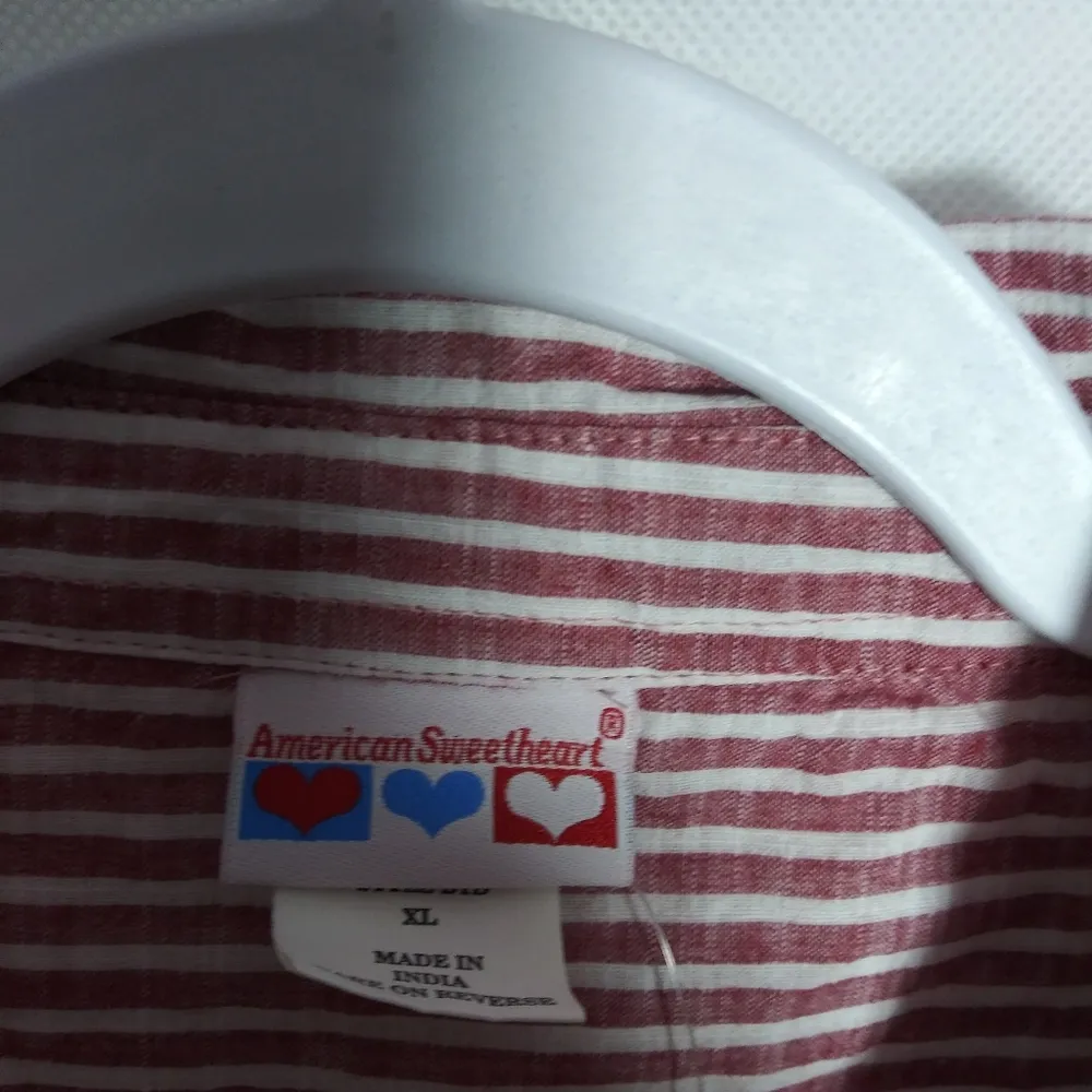 VNTG American Sweetheart Red Stripe Nautical Long Sleeve Coastal Grandma Size XL - Image 6