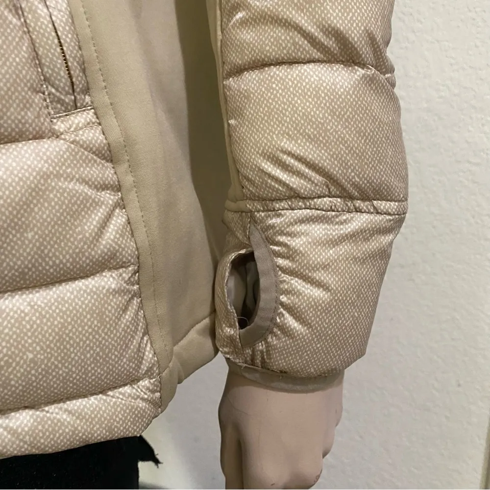 MICHAEL Michael Kors Beige Satin Specks Chevron Quilted Puffer Jacket Size M - Image 8