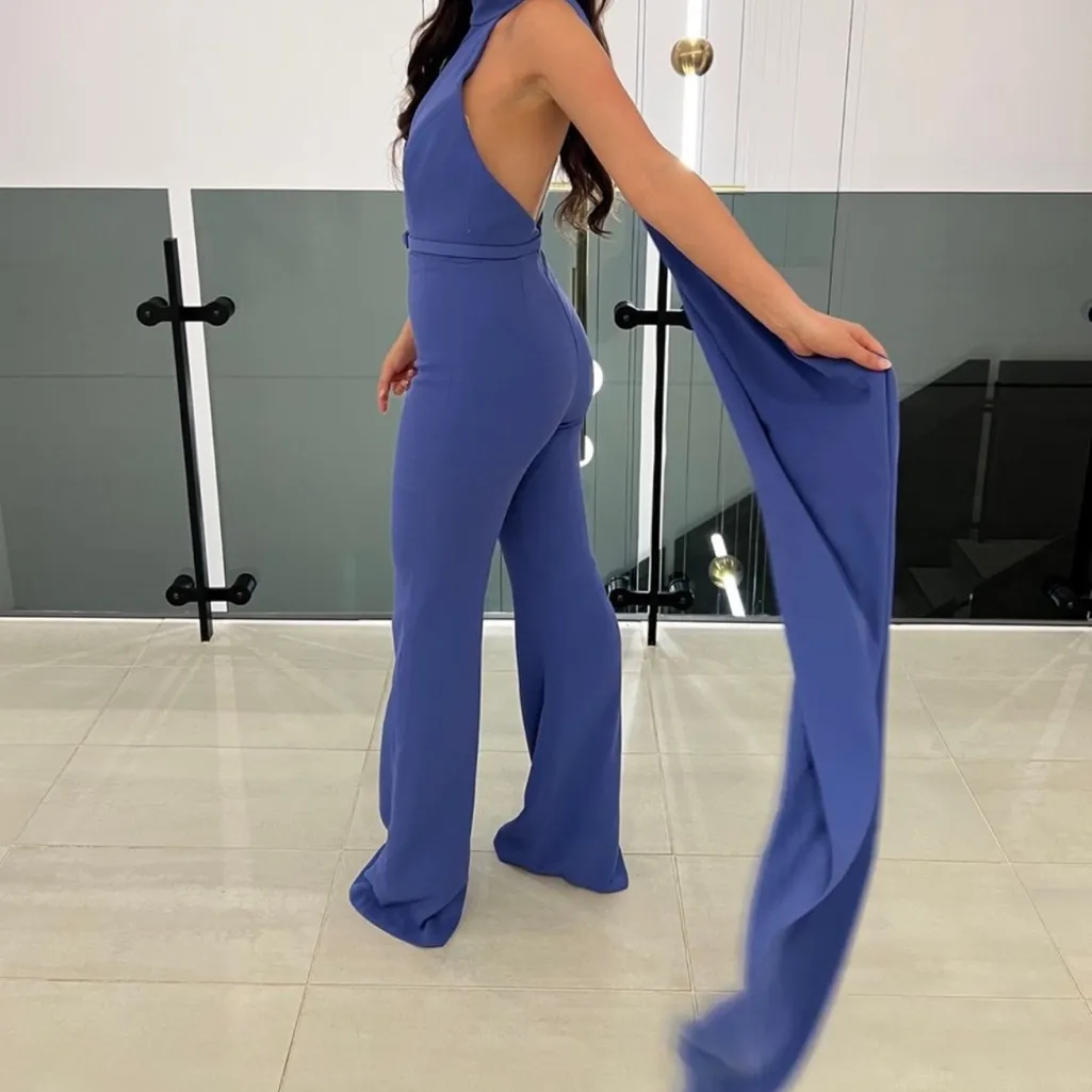 NWOT Nadine Merabi Lorrie Purple Wide Leg Jumpsuit size S 8 - Image 4