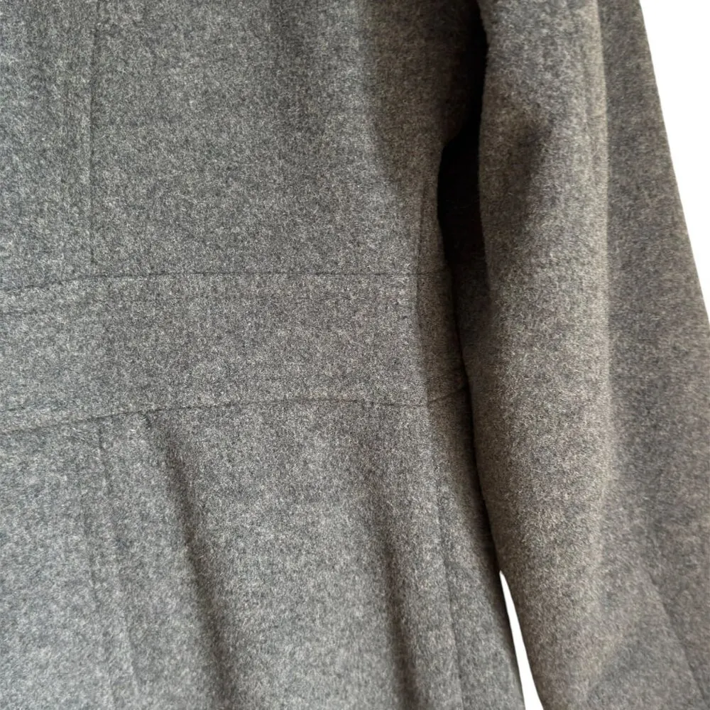 Mackintosh Long Wool Coat Dressy Warm Gray Large Women's Trench Winter Designer - Image 16