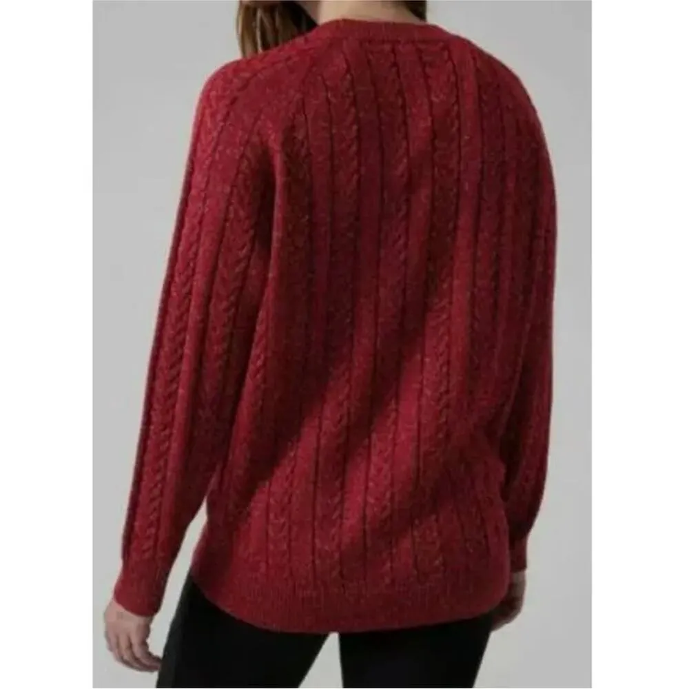Athleta Crossroads Crewneck Long Sleeve Sweater in Red Metallic Size XS‎ - Image 2