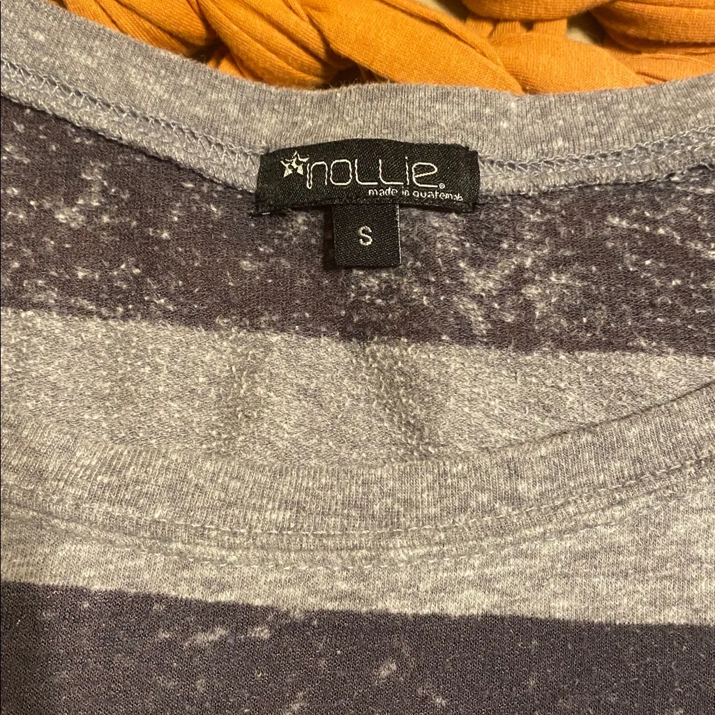 Nollie Vintage Y2K Gray and Black Striped Women’s Long Sleeve Shirt - Image 2