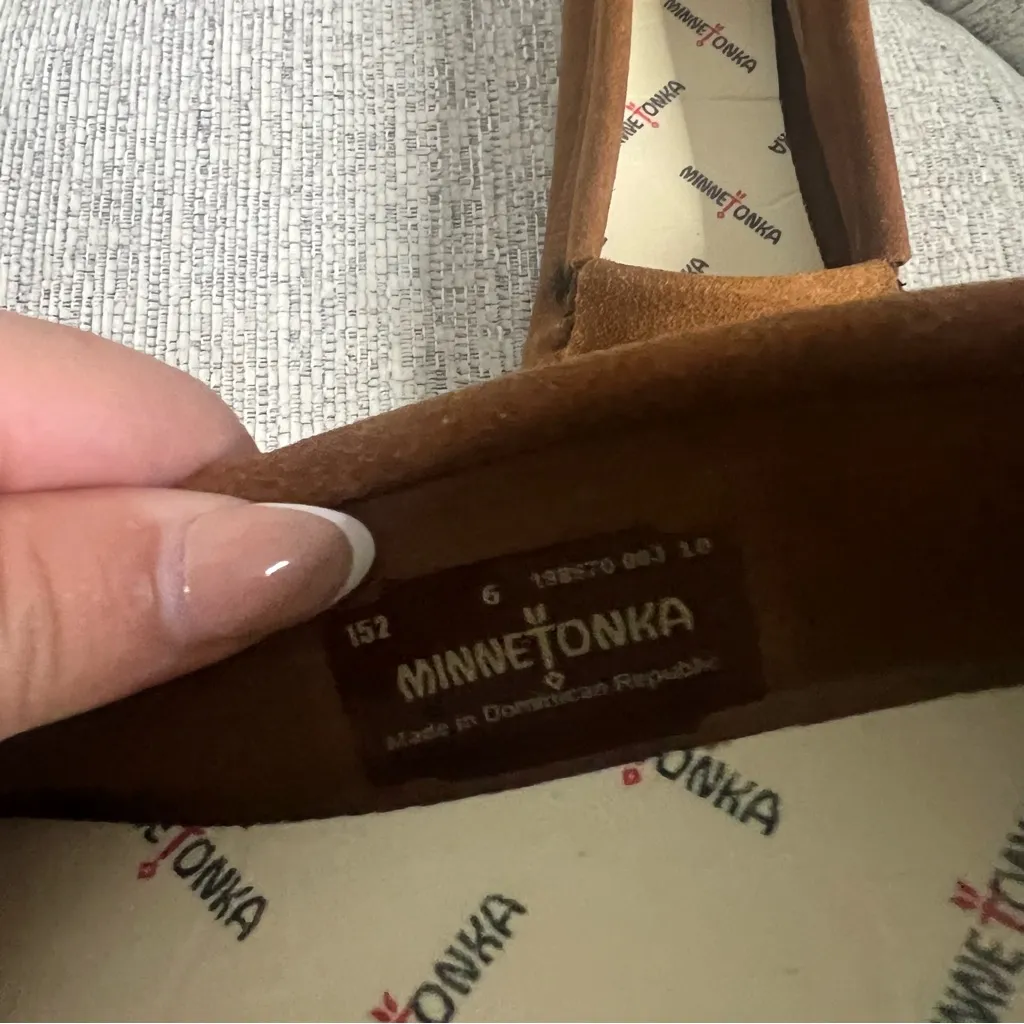 Minnetonka Brown Moccasins with Beaded Design - Image 3