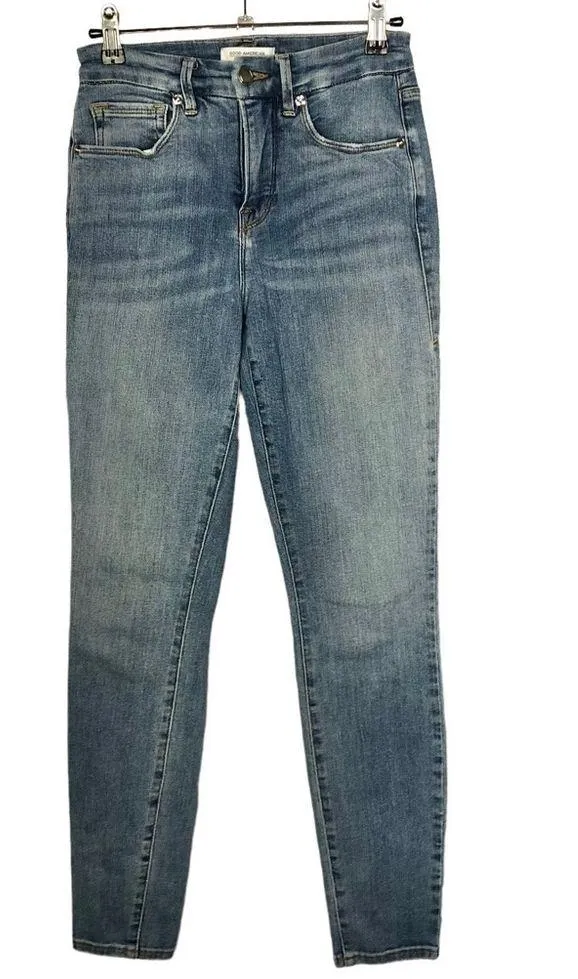 Good American Good Waist Medium Wash High Rise Skinny Jeans 2/26 - Image 2