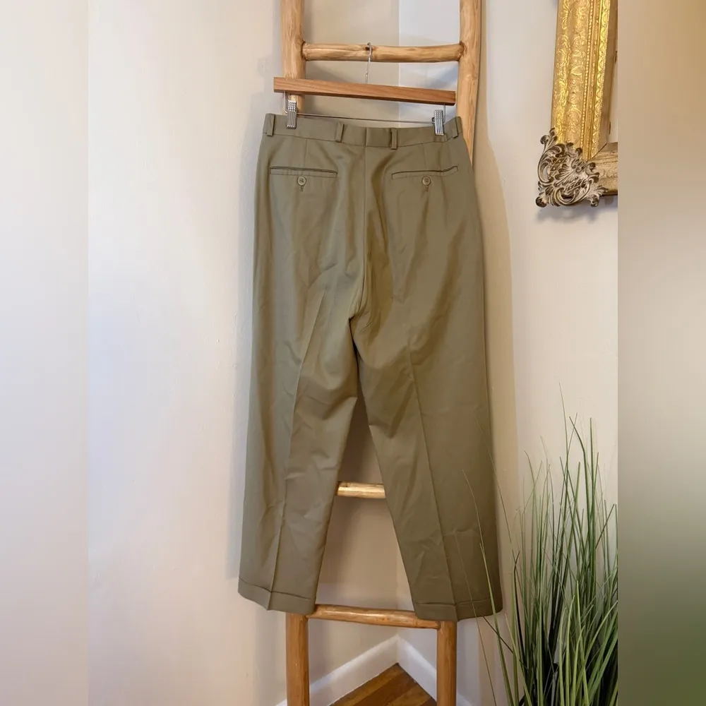 LAUREN RALPH LAUREN 120'S & CASHMERE PLEATED PANTS 31"x29" KAHKI TAN - Image 4