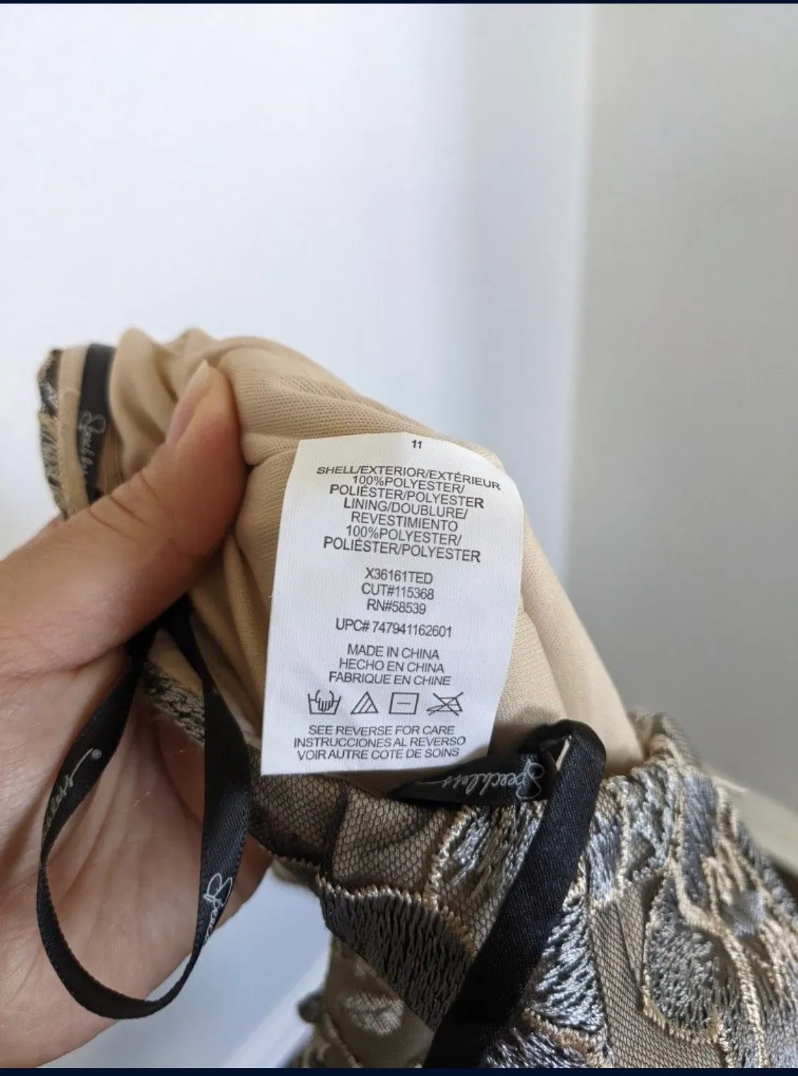 Xtraordinary Embroidered Floral and Lace Mini Dress, Silver and Nude, Junior 11 - Image 9