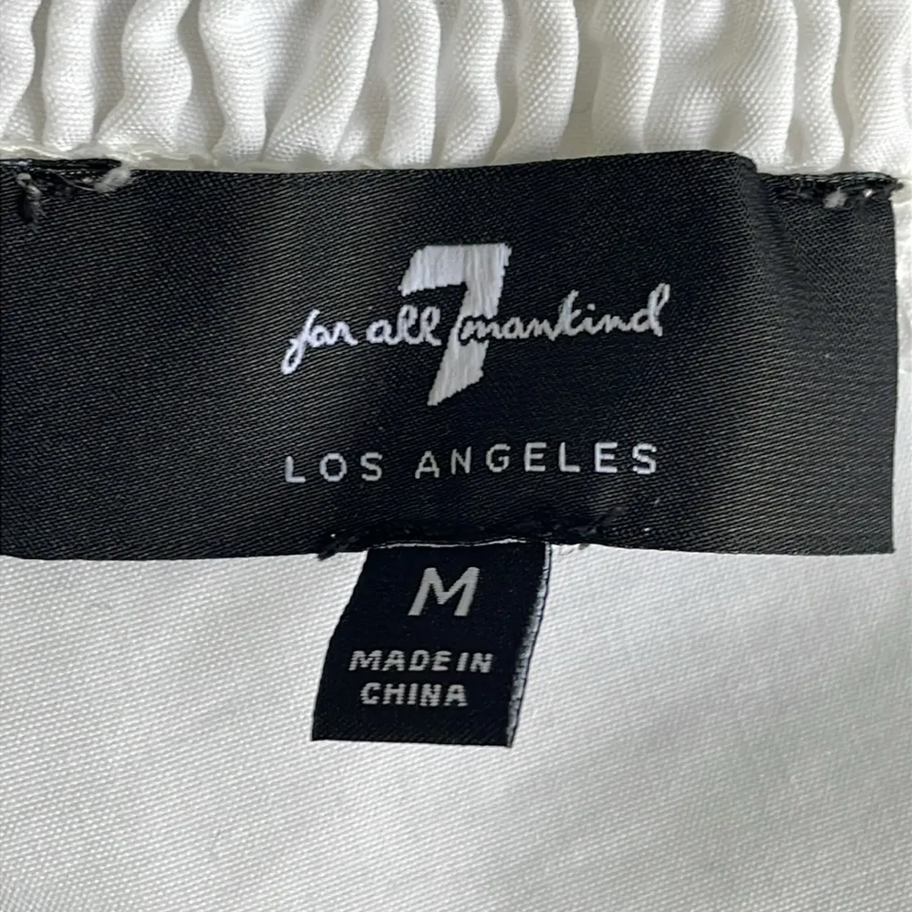 7 For All Mankind White Smocked Button Blouse - Image 6