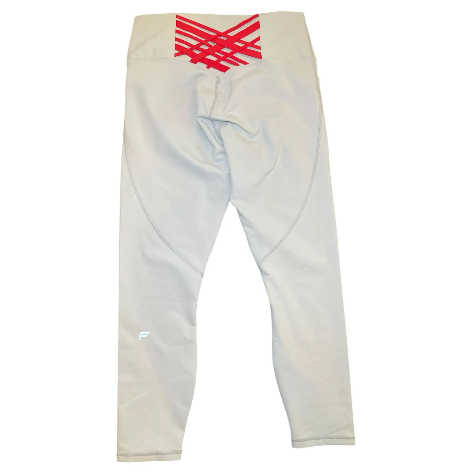 NWT Fabletics‎ 7/8 Powerhold Leggings Women Large Stone Grey Red Details - Image 5