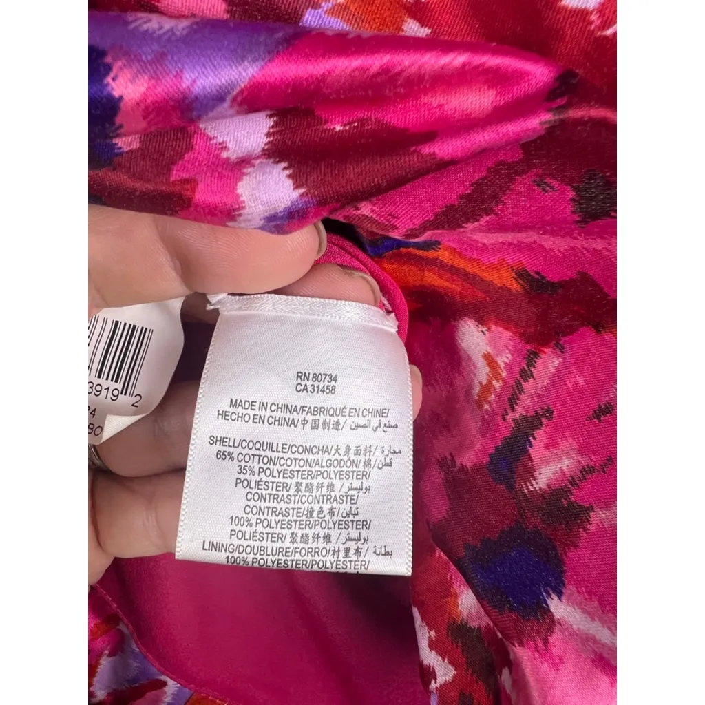 BCBGMAXAZRIA sz2 Pink/Red Floral Rosette Cocktail Party Mini Dress Bubble hoco - Image 6