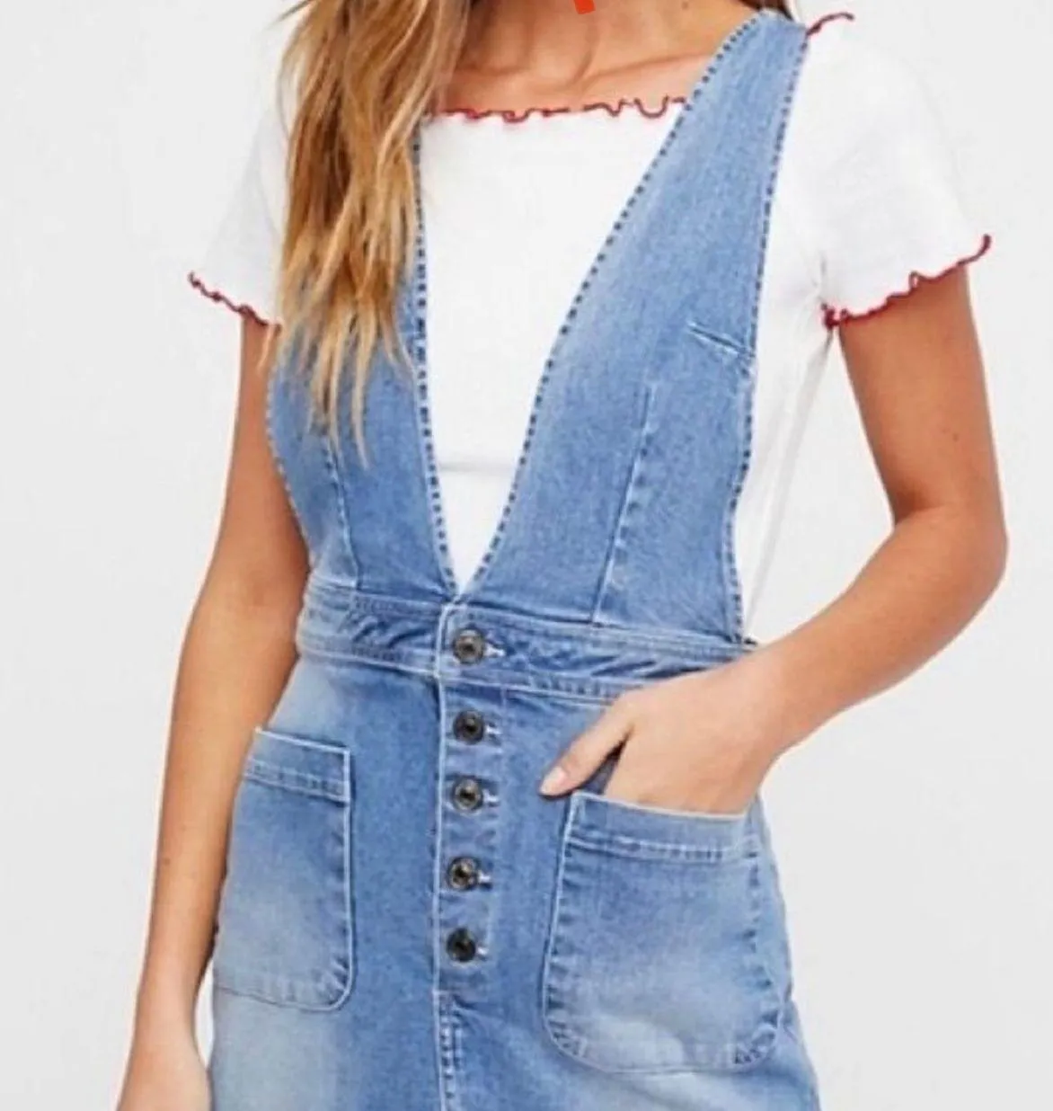 Old School Love Jumper Denim Overalls Jean Dress - Image 2