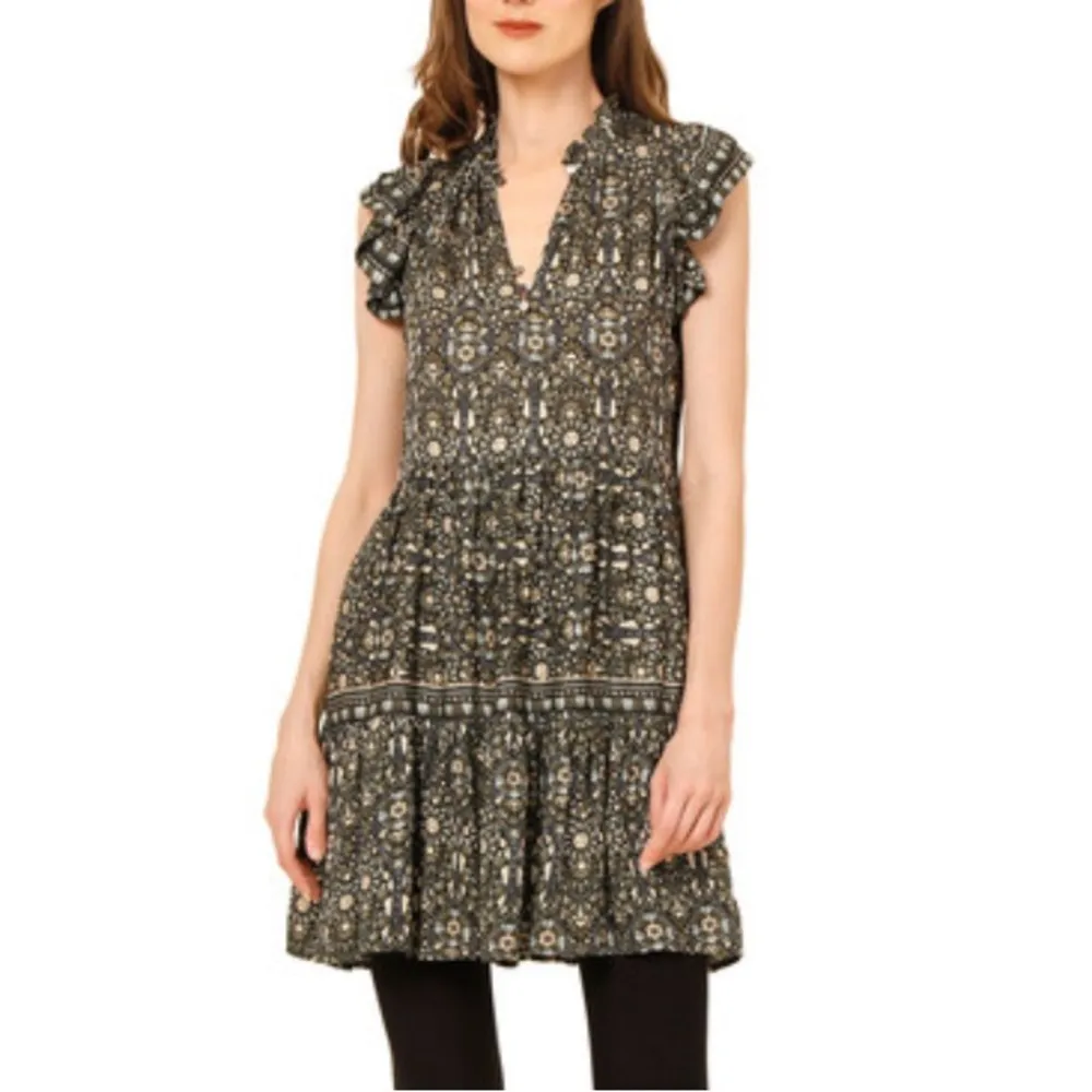 TUCKERNUCK OMIKA Wilora Double Ruffle Sleeve Mini Dress, Malia Pistachio Large Green - Image 15