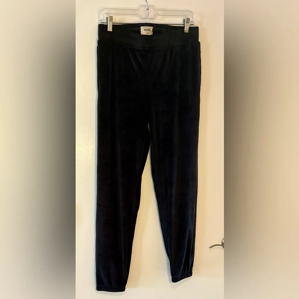 SACRÉ Solei Velour Black Track Pants Size Sm - Image 3