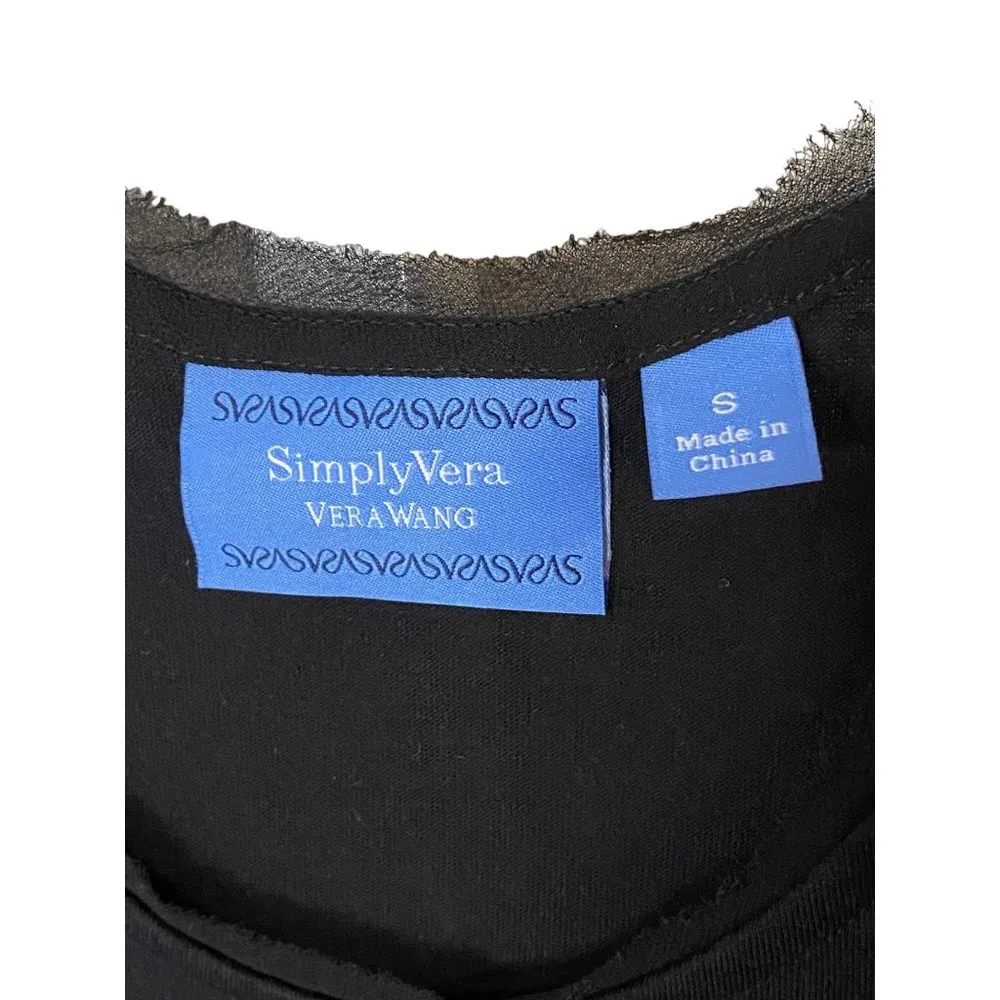 New Simply‎ Vera Vera Wang Black Tshirt with chiffon sleeves Sz S - Image 2