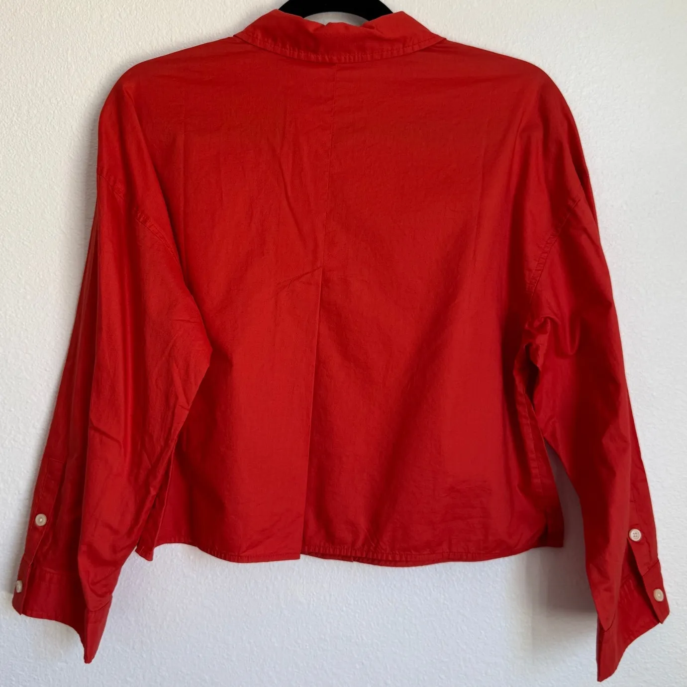 NWT Everlane Woven PJ Top Red Orange Button Down Shirt Cotton Sz XS - Image 2