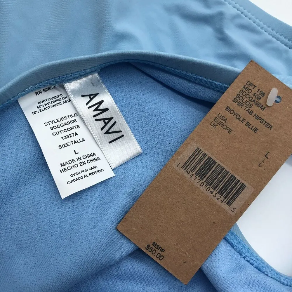 Amavi Bikini Bottom Shir Tab Hipster Brief Bicycle Blue L Size L - Image 3