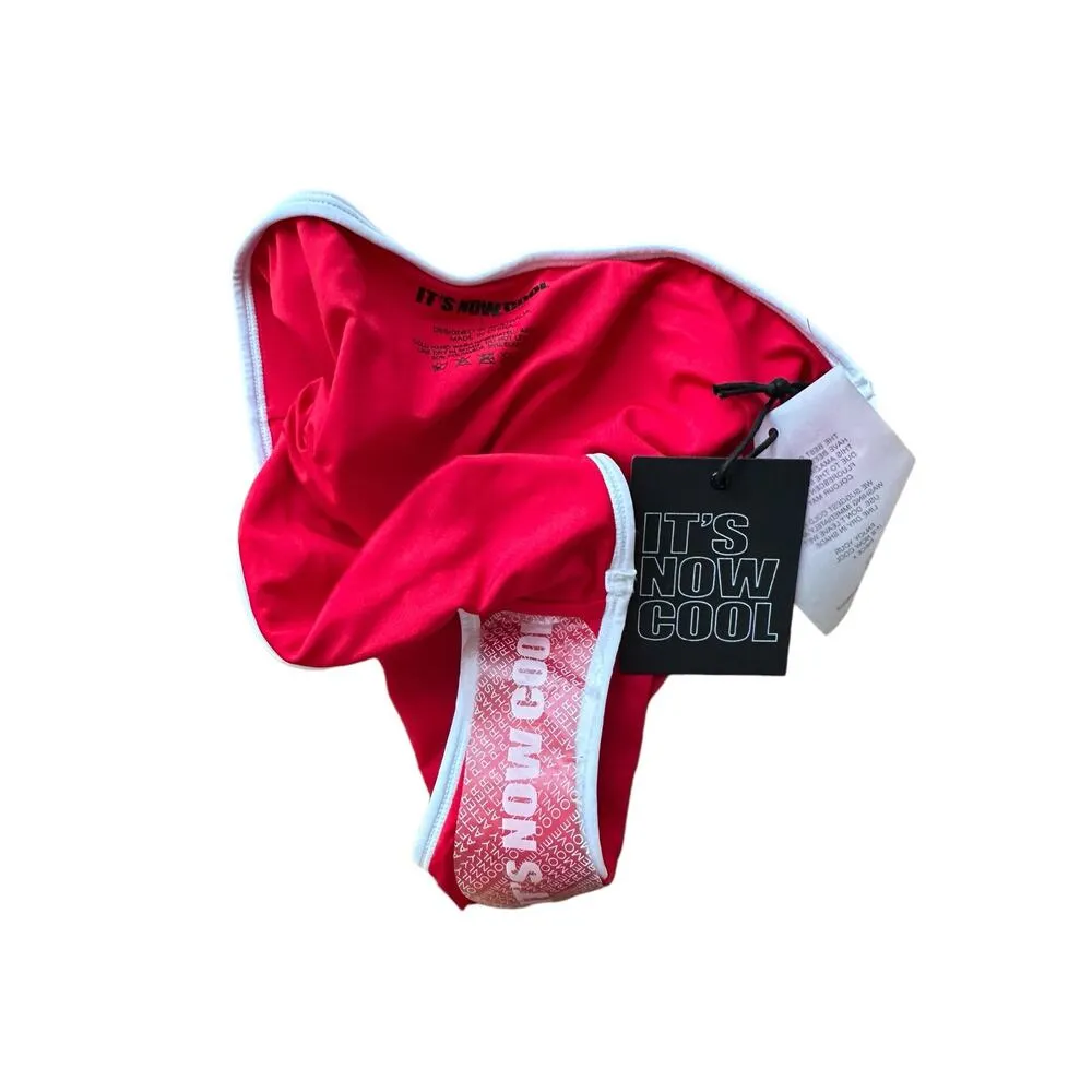 Its Now Cool Waisted Duo Bikini Briefs Stretch Nylon Red White Contrast Size 8 - Image 10
