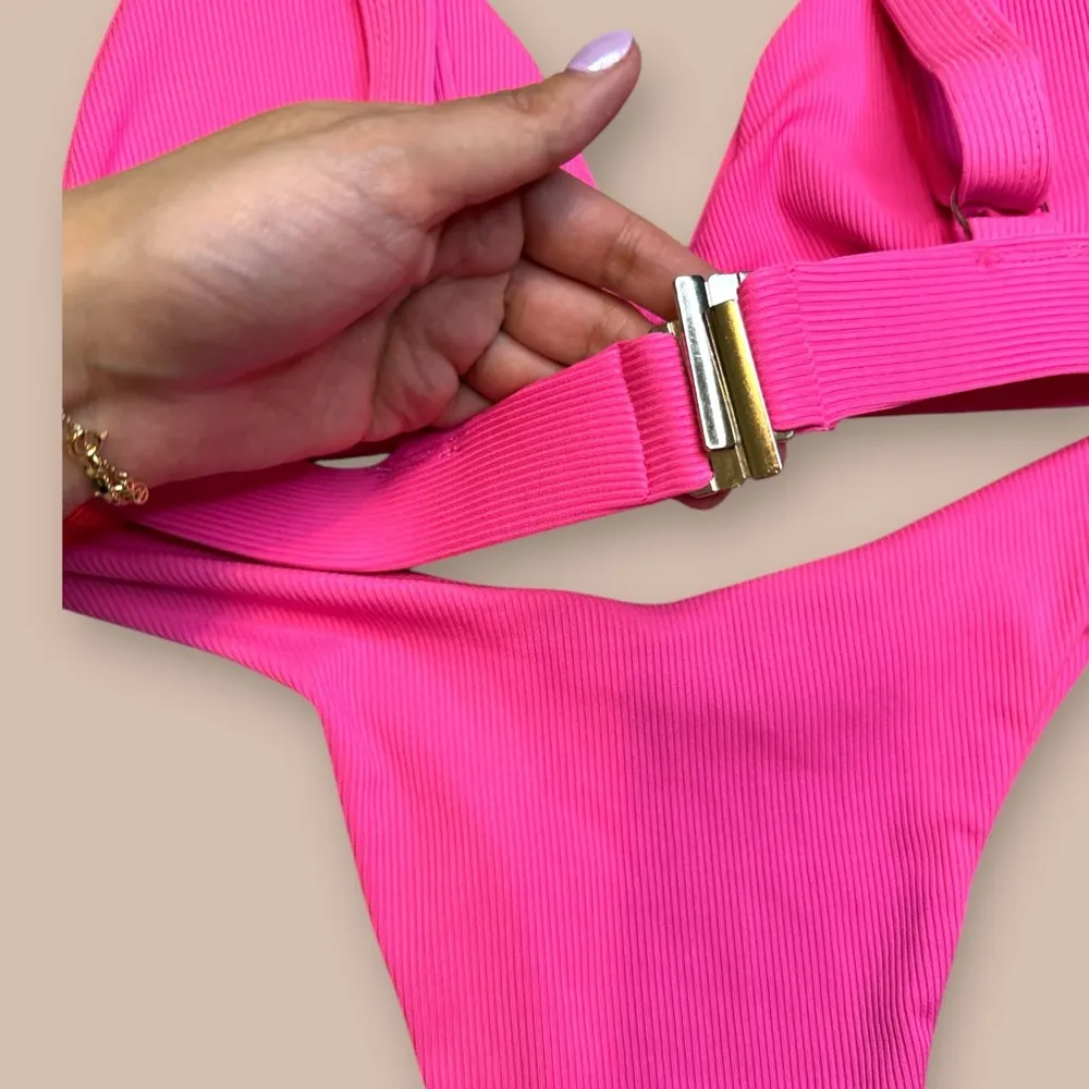Pink Bikini Set| Triagle Top, Brazilian bottom | Size M - Image 8