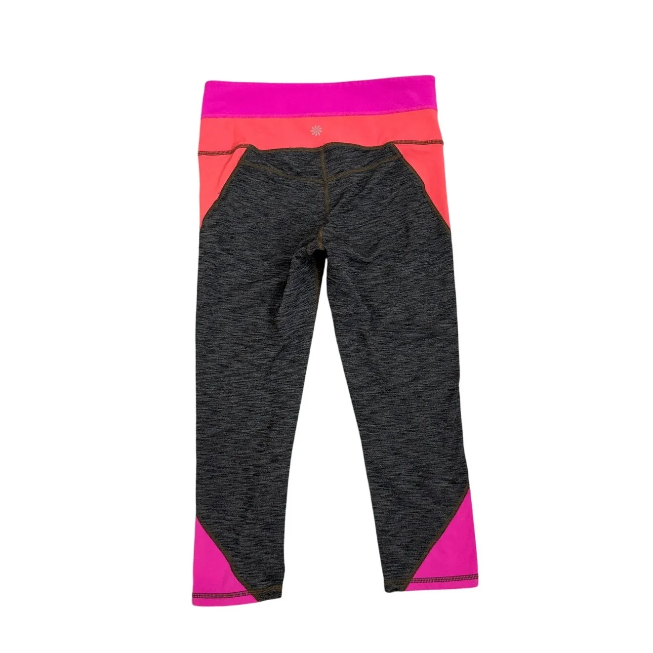 ATHLETA Chaturanga Capri Crop Leggings Gray Neon Pink Size Women's Small - Image 3