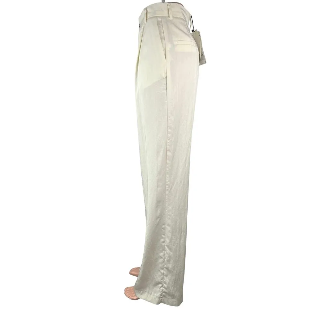 NEW Zara Ivory Cream High Rise Pleated Straight Trouser Dress Pants Size XS - Image 2