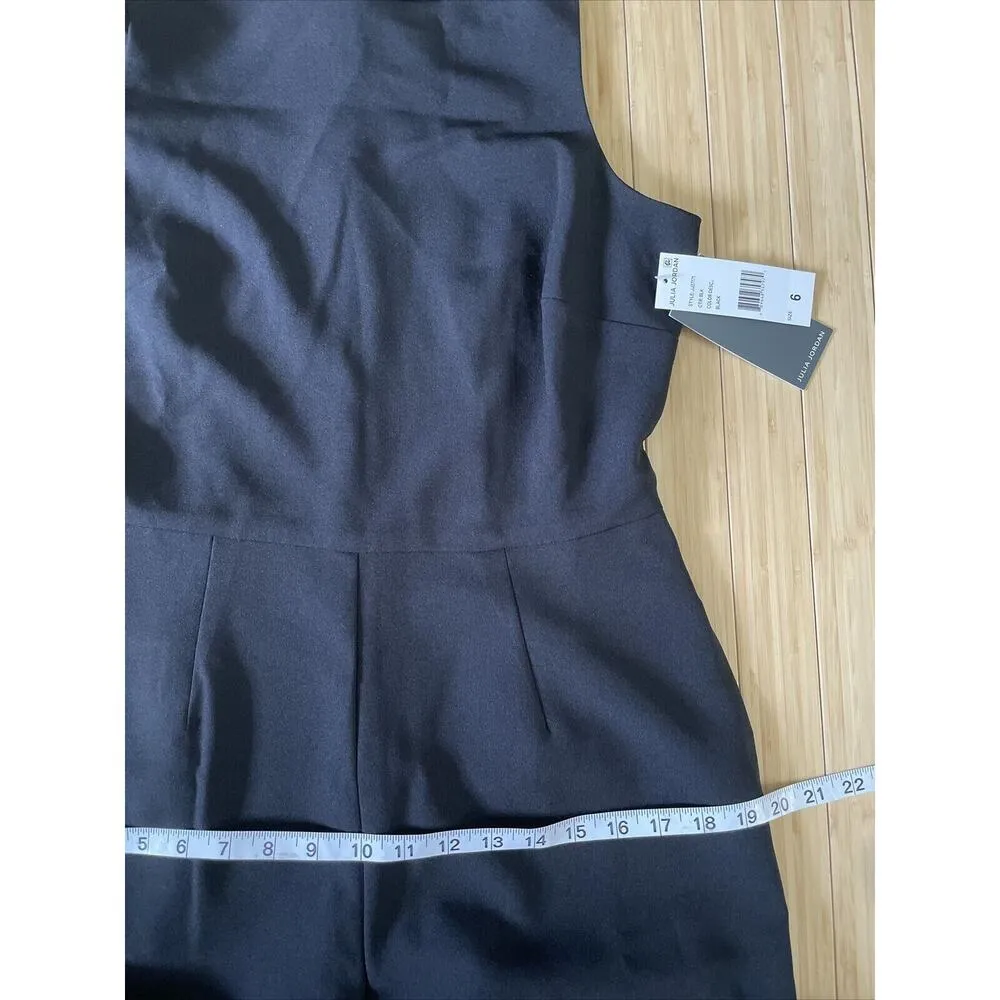 Julia Jordan Womens Wide Leg Jumpsuit Black Size 6 One-Shoulder Ruffled Elegant - Image 8