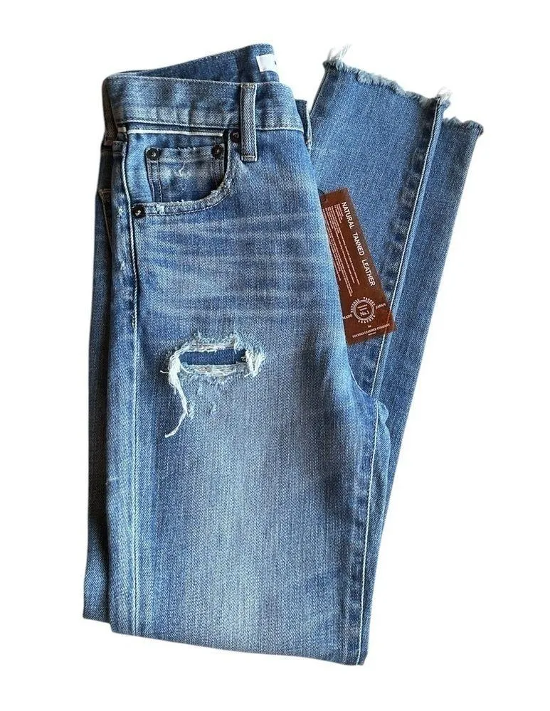 #26 NWT MOUSSY VINTAGE Hammond Fray Hem High Waist Ankle Skinny in Light Blue Size 24 - Image 6