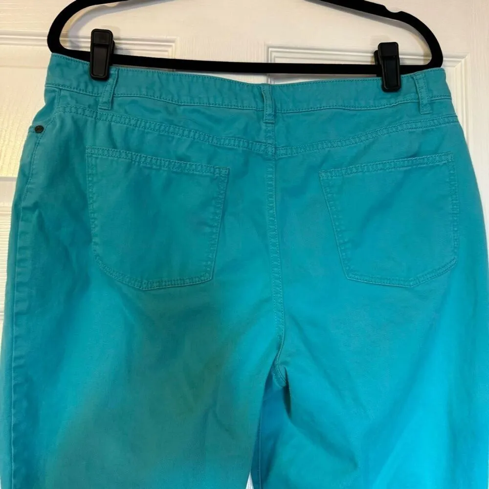 Talbots Curvy Aqua Crop Pants 16P Stretch Cotton Capri Comfort Fit - Image 3