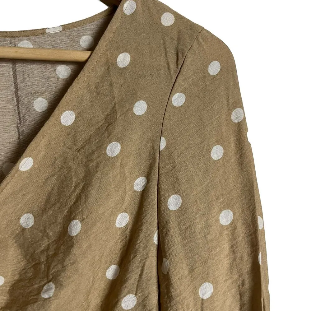 Superdown Cait Nude Polka Dot Print Keyhole Crop Top Size Small - Image 6